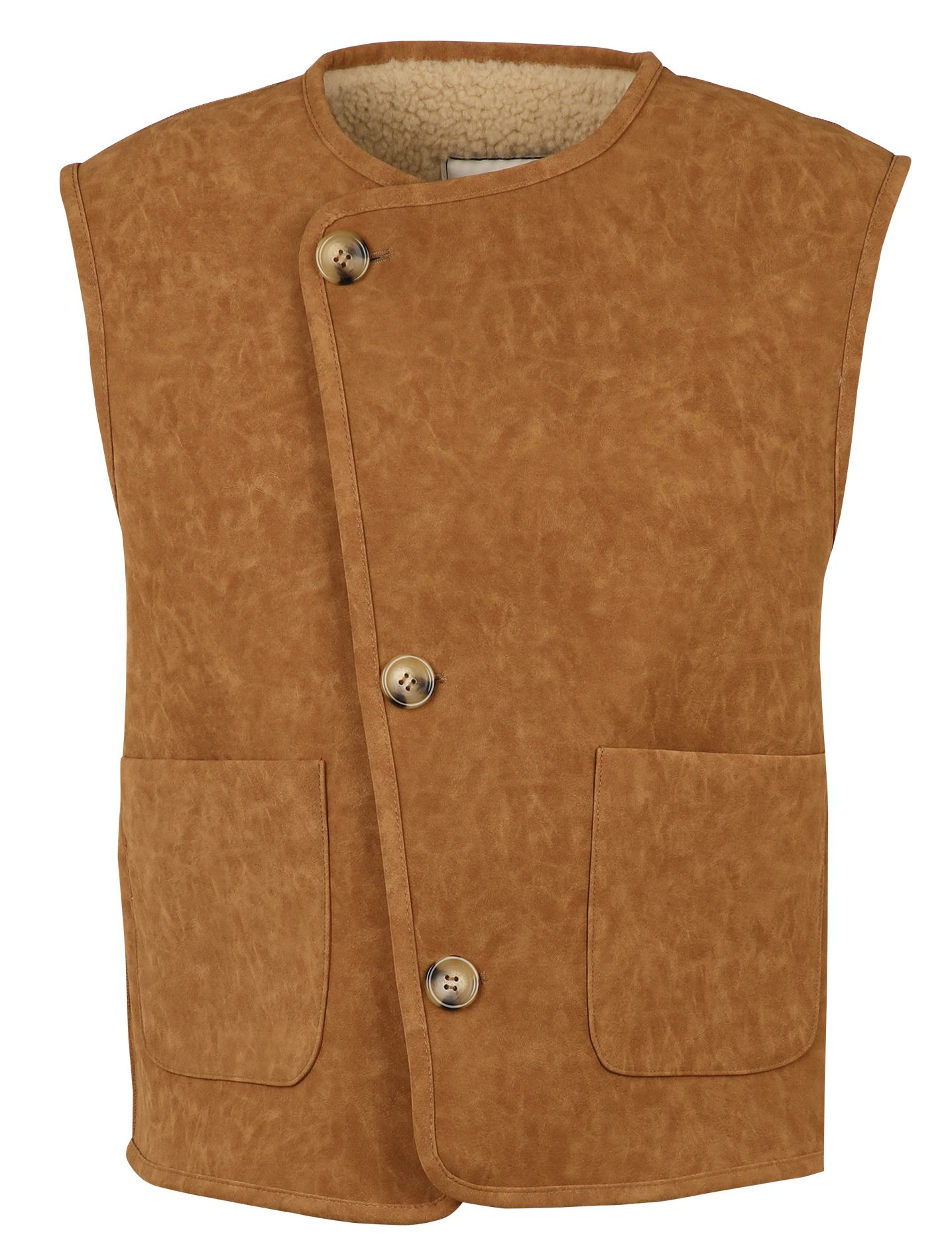 Veste droite sans manche effet fourrure LEON & HARPER Marron