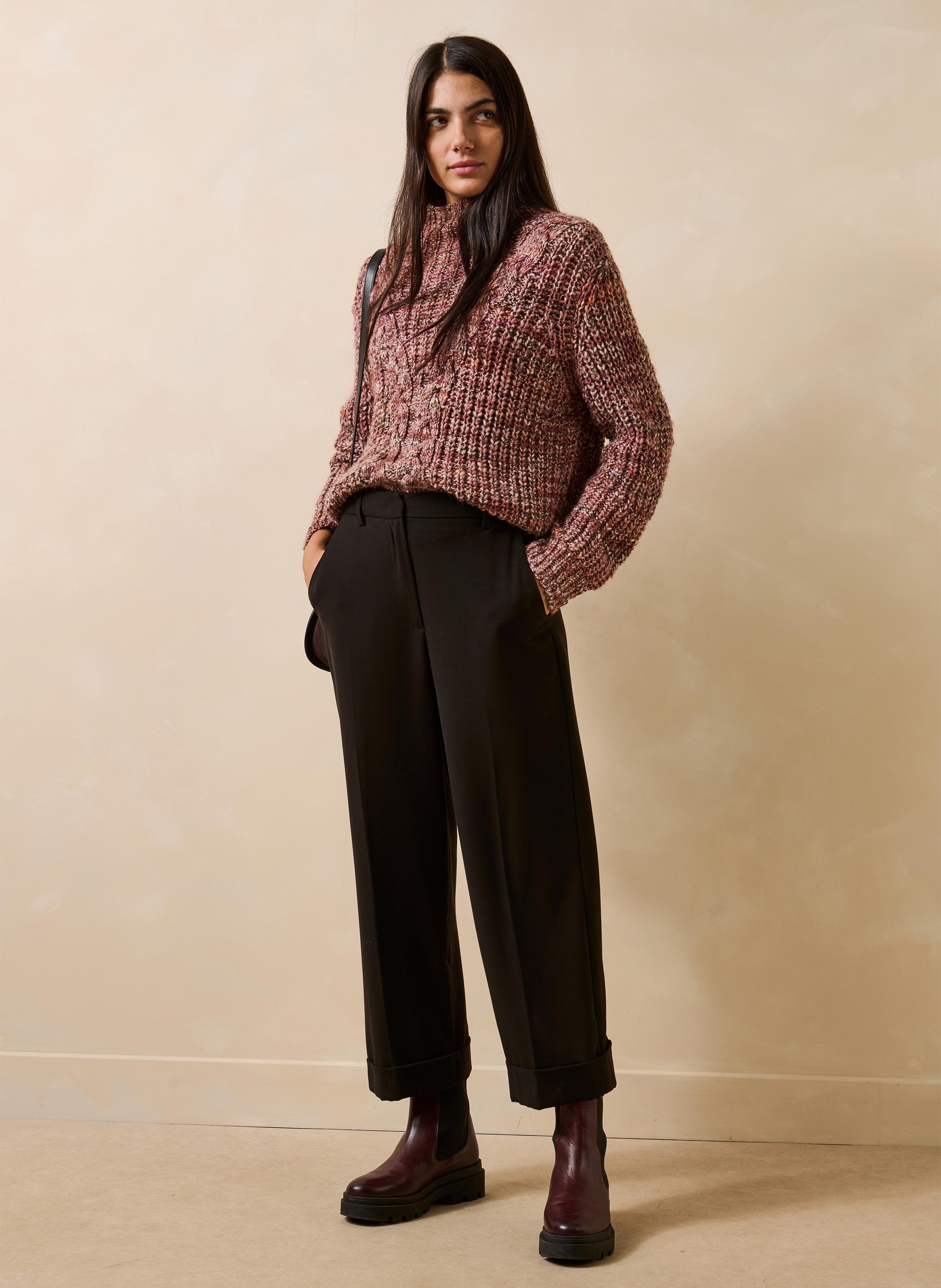 Pantalon large à revers LA FEE MARABOUTEE Noir