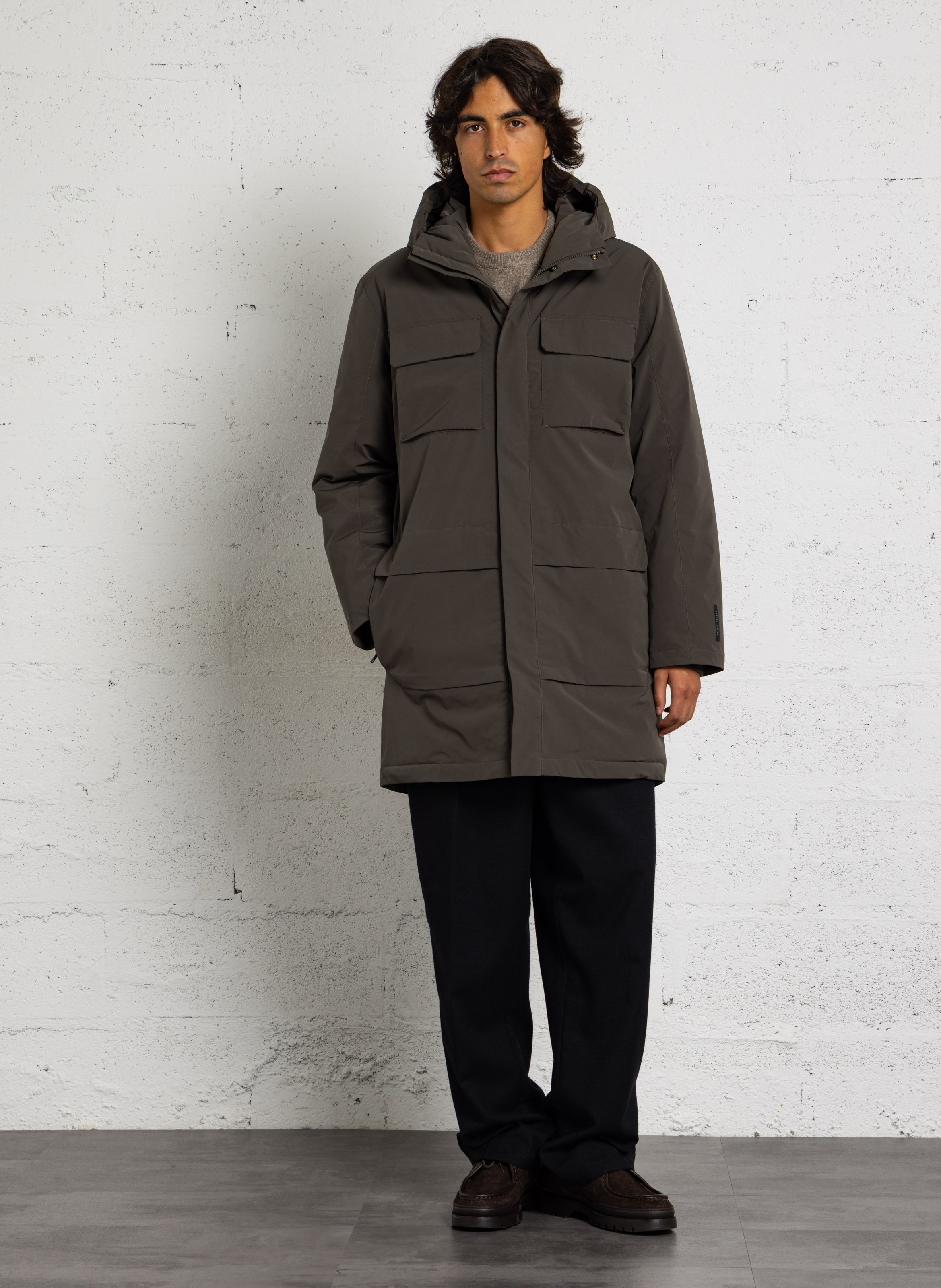 Straight parka with stand-up collar CASUAL FRIDAY Black