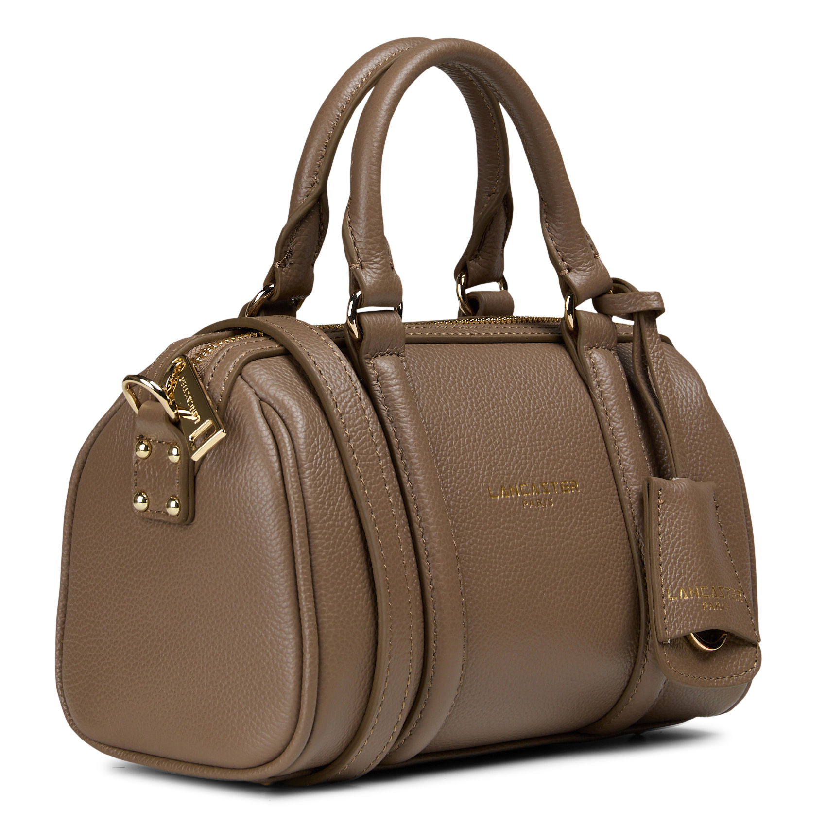 Kleine Bowlingtasche aus genarbtem Leder LANCASTER PARIS Beige