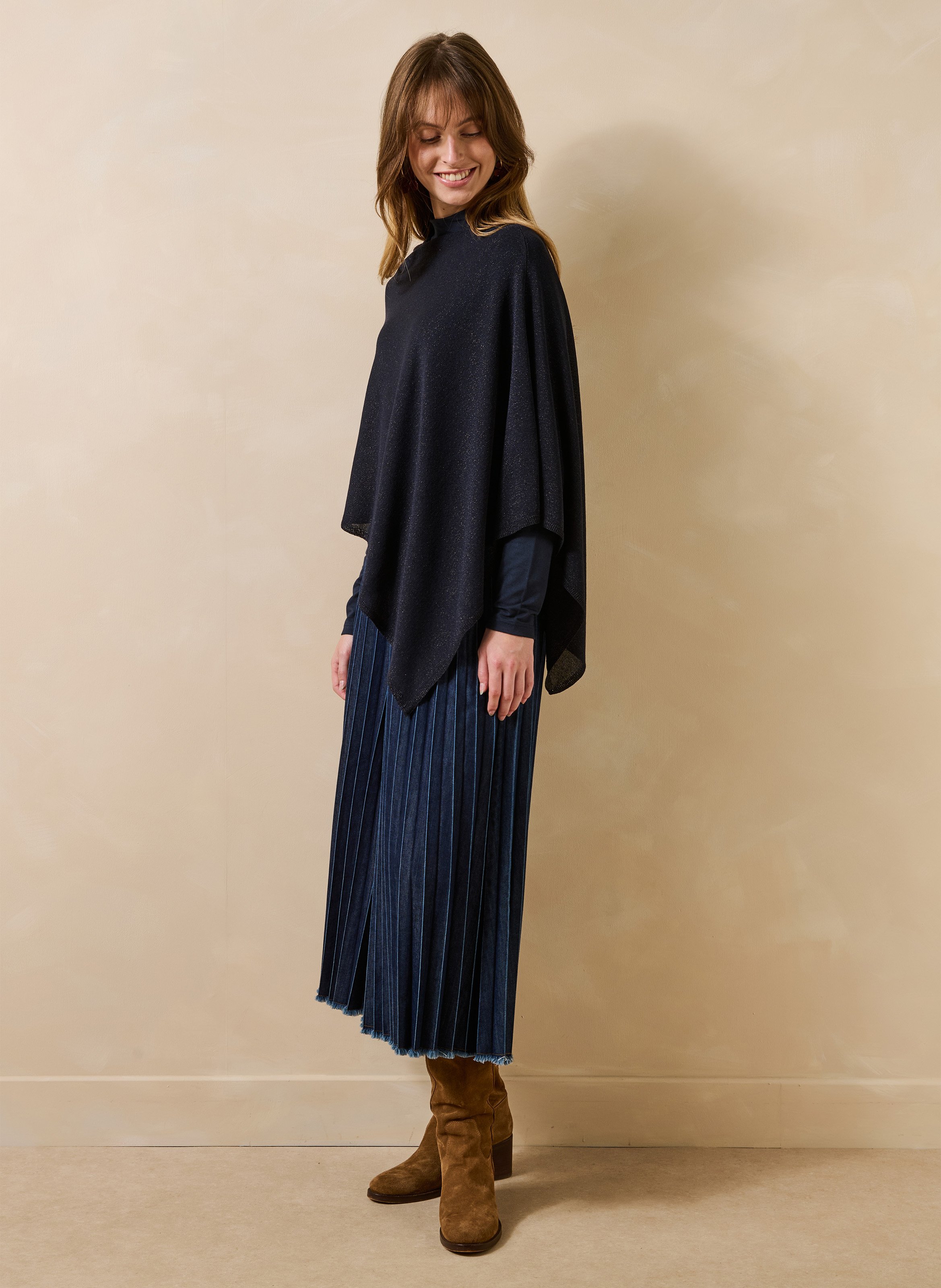 Iridescent poncho LA FEE MARABOUTEE Blue