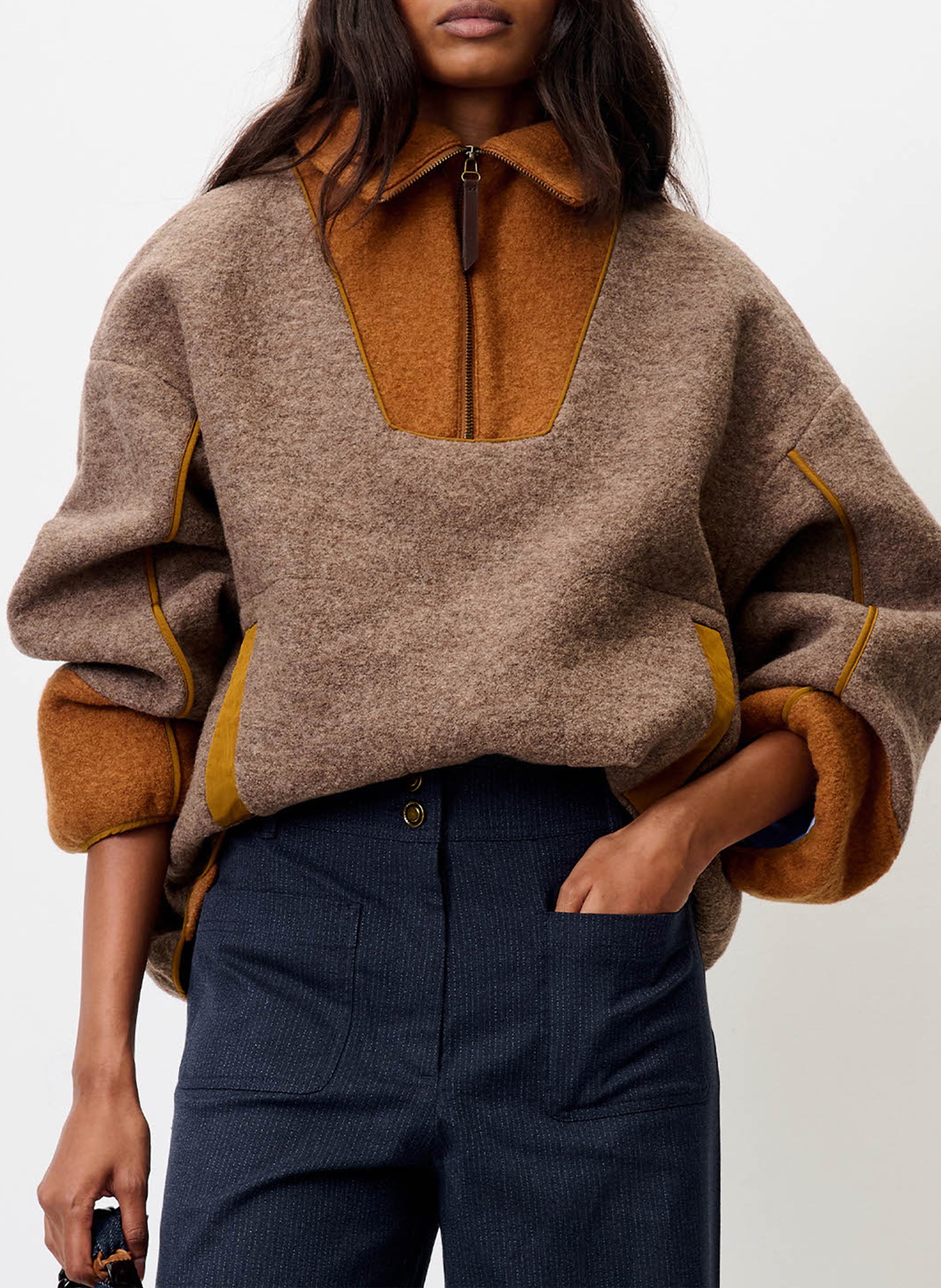 Hohe Taille weite Hose in Uni-Farbe SESSUN Blau