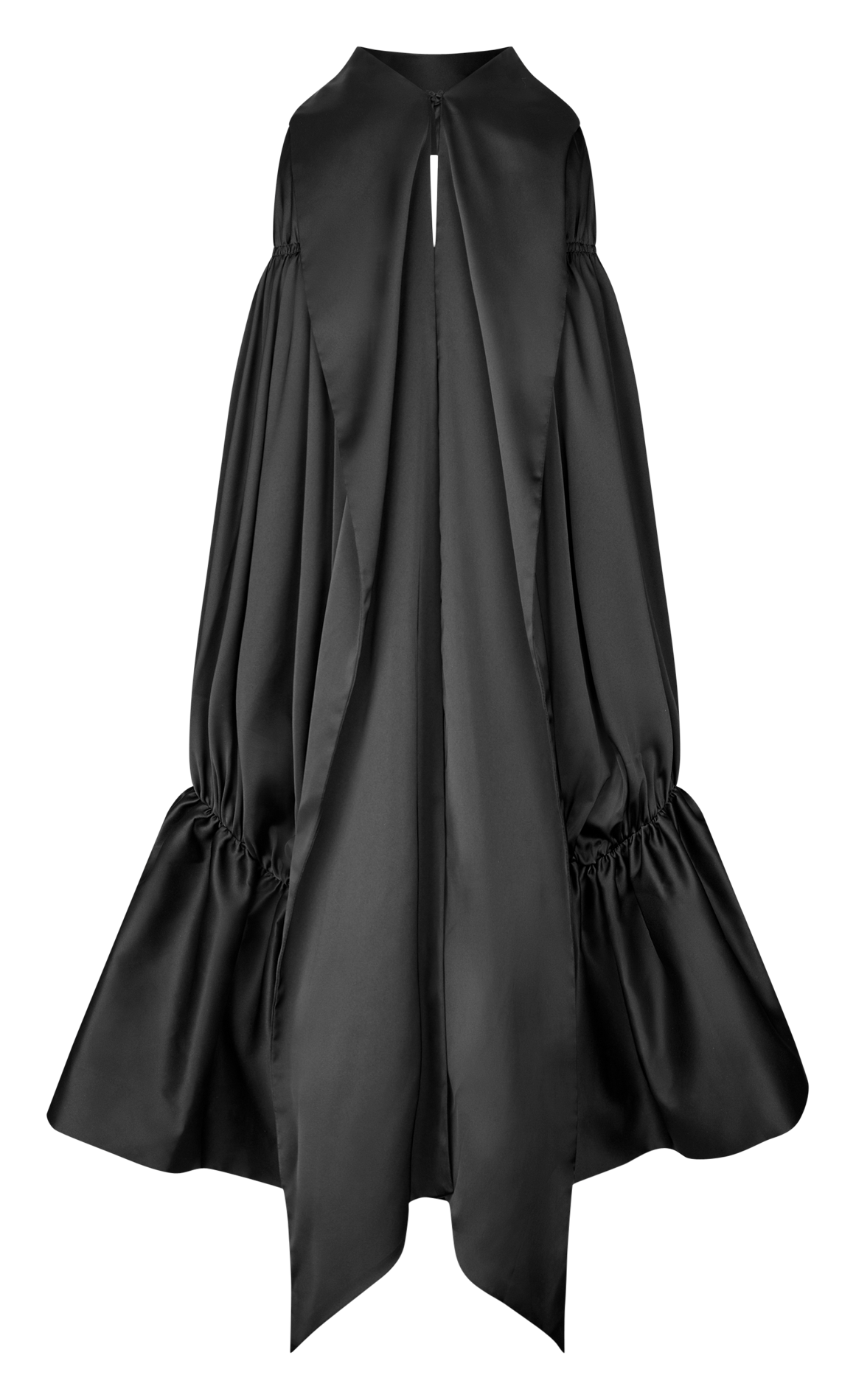 Short pleated satin dress ROTATE Black