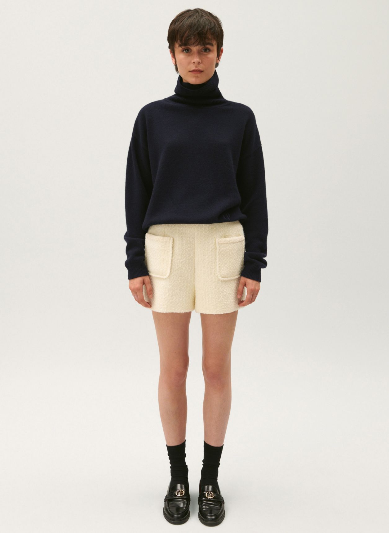 Blue Cashmere straight cut turtleneck sweater