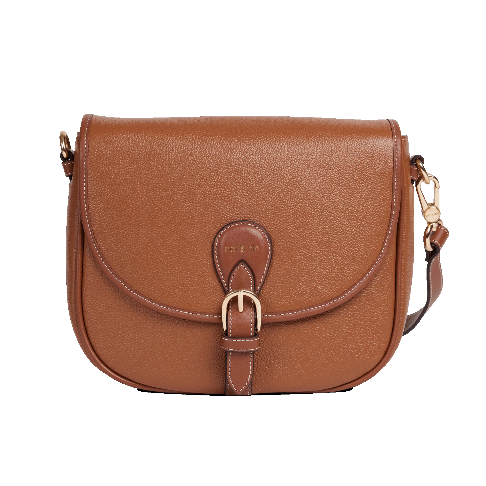 Sac bandoulière besace en cuir NAT & NIN Marron