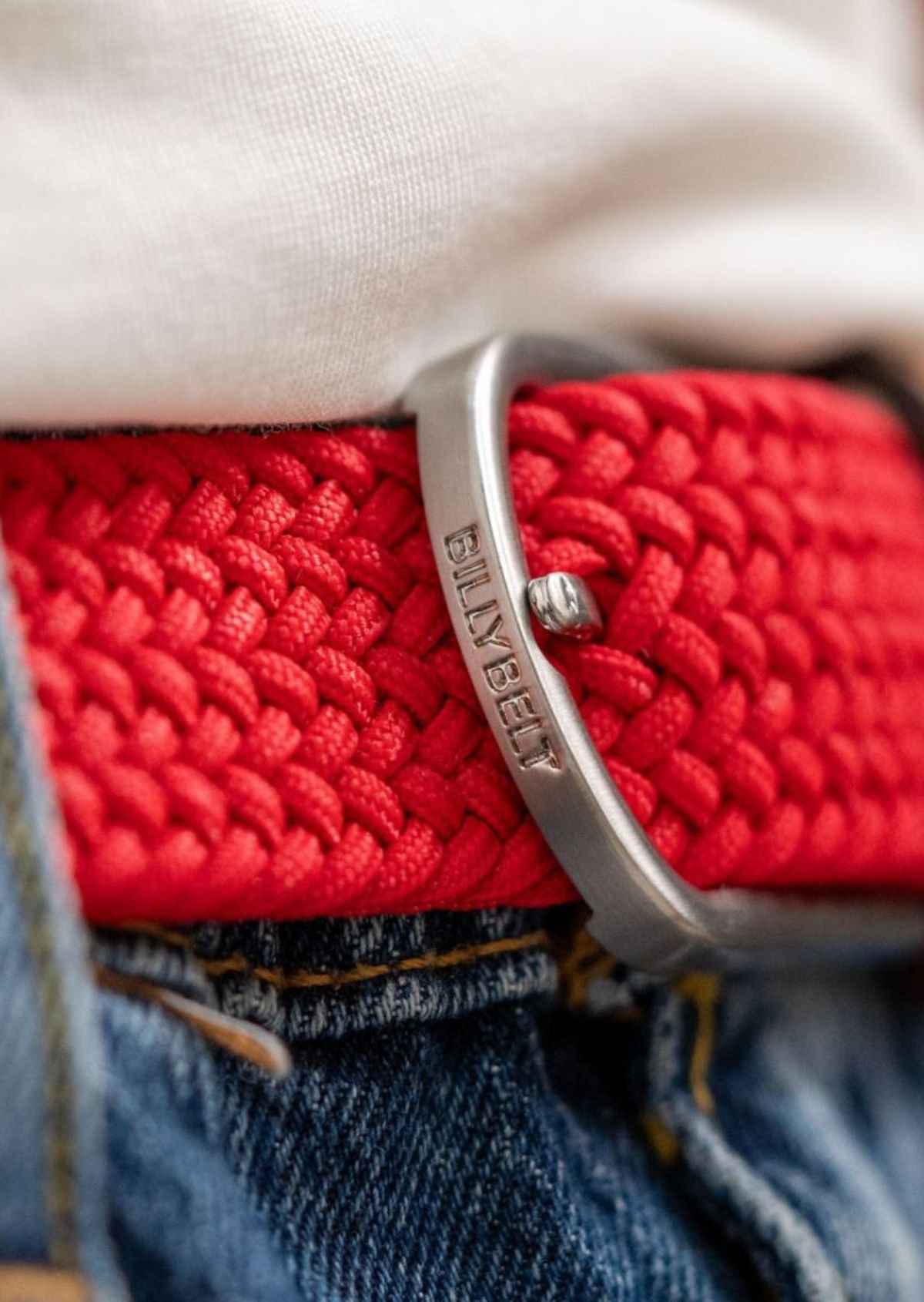 Solid Elastic Braided Belt BILLYBELT Red
