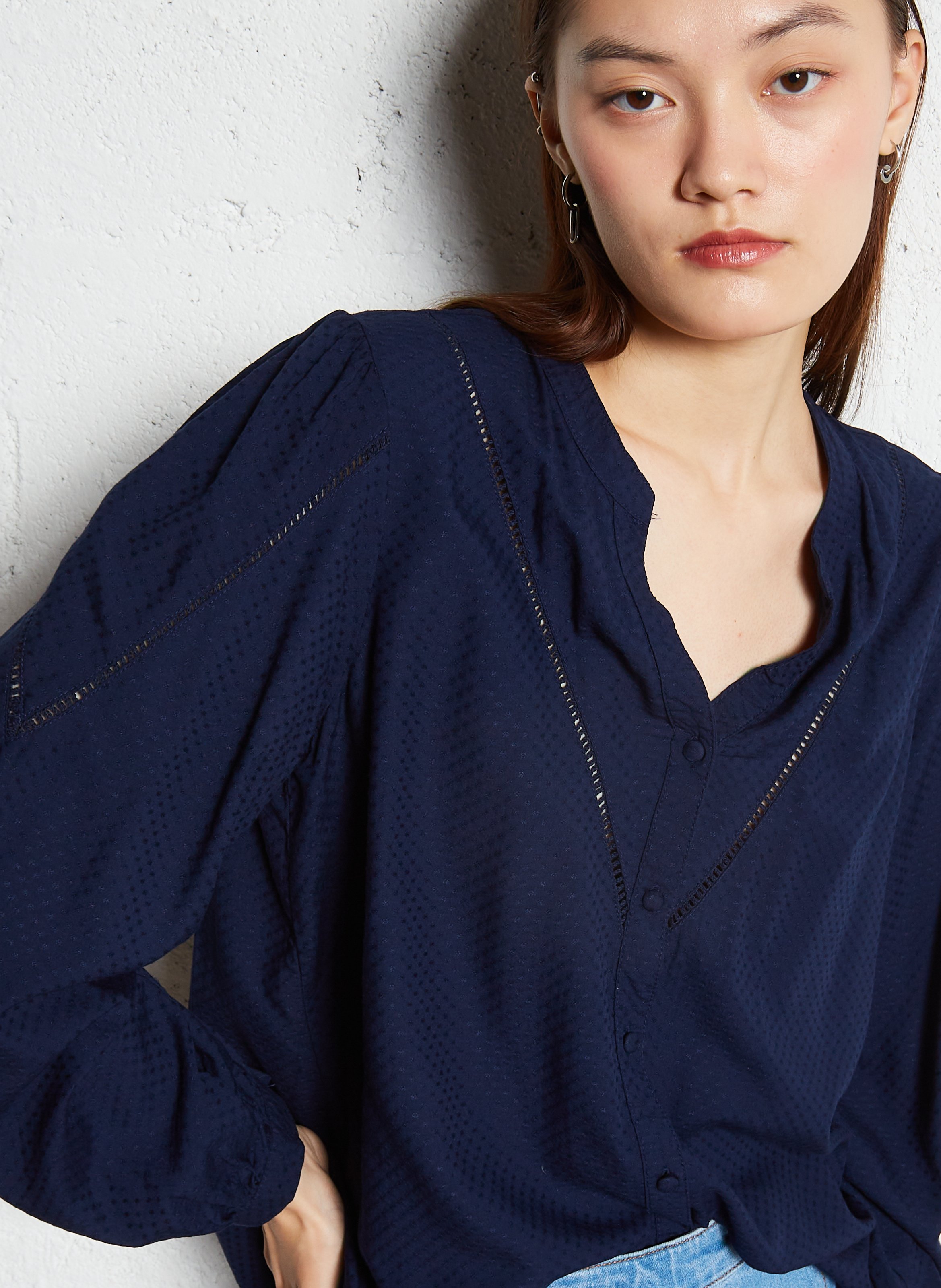 Round-neck cotton-blend blouse LA PETITE ETOILE Blue