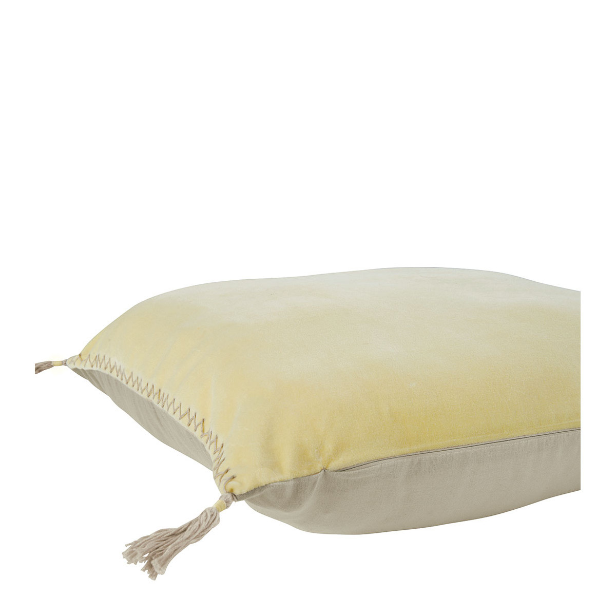 Mattéo cotton velvet cushion cover BLANC D'IVOIRE Yellow