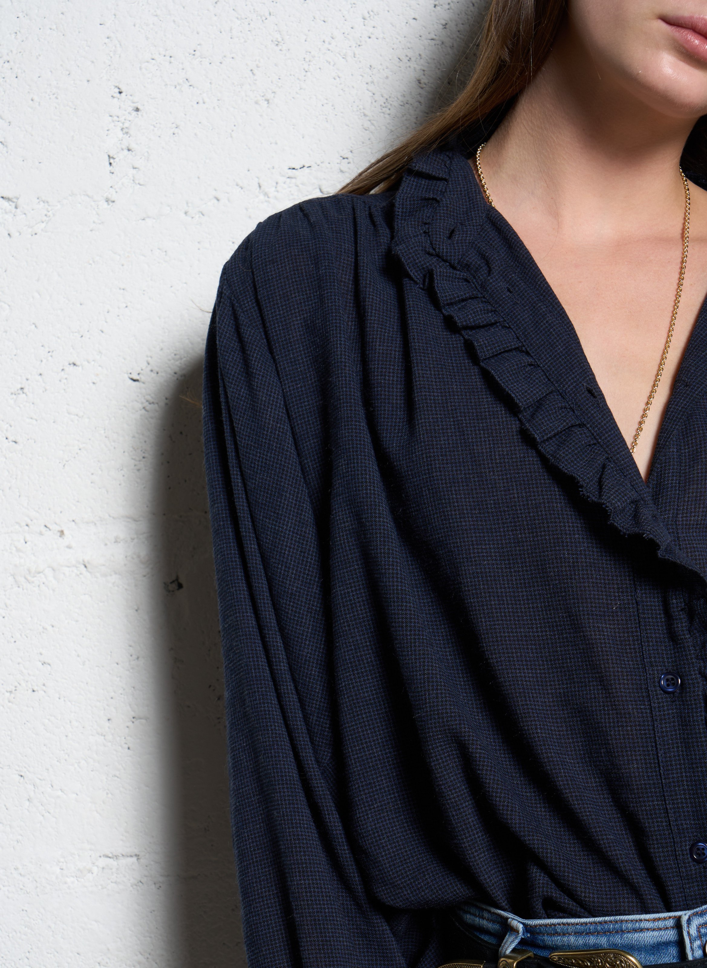 Oversized ruffled jacquard shirt MAISON HOTEL Blue