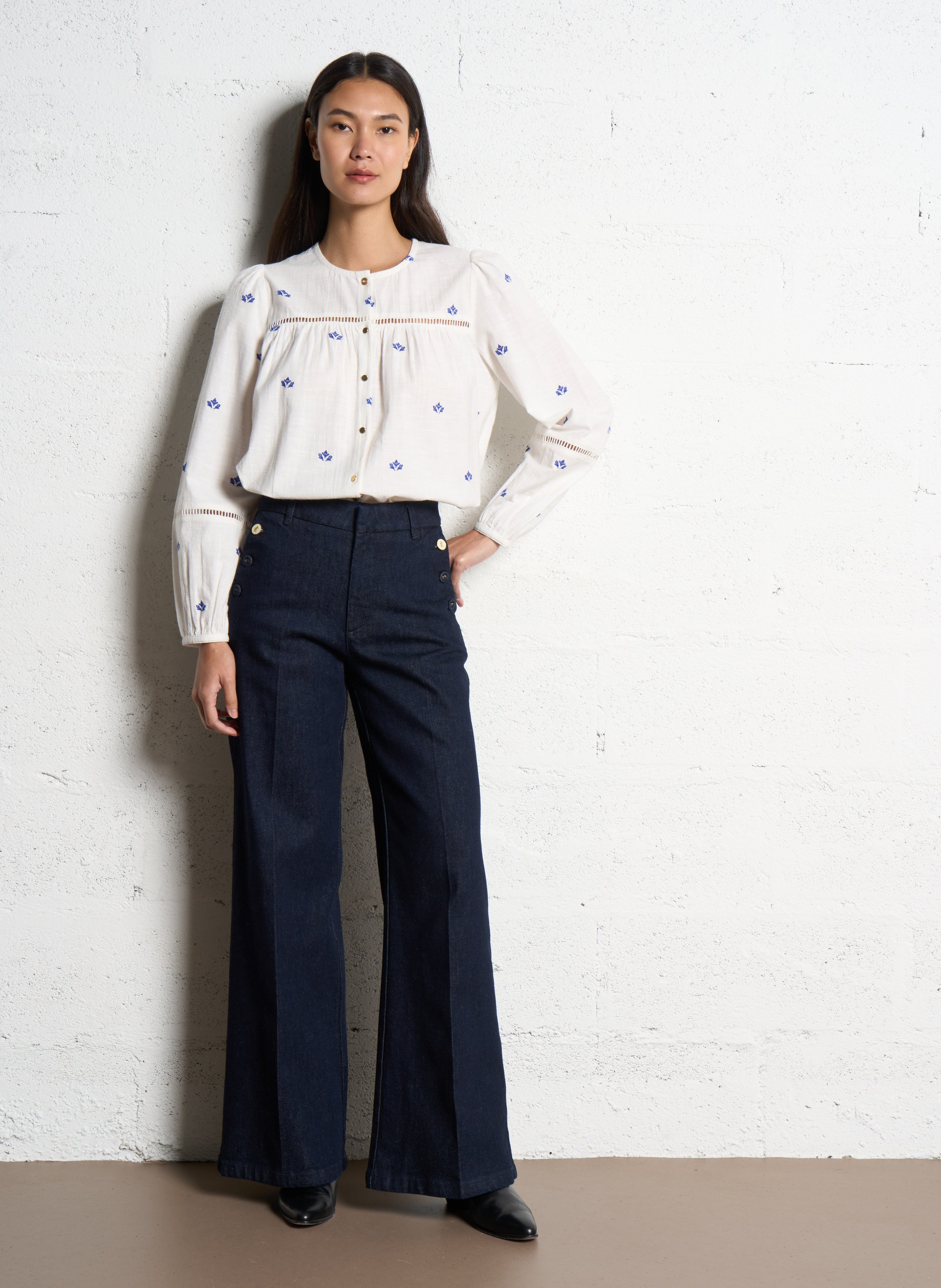 Jean flare en coton mélangé I CODE Bleu