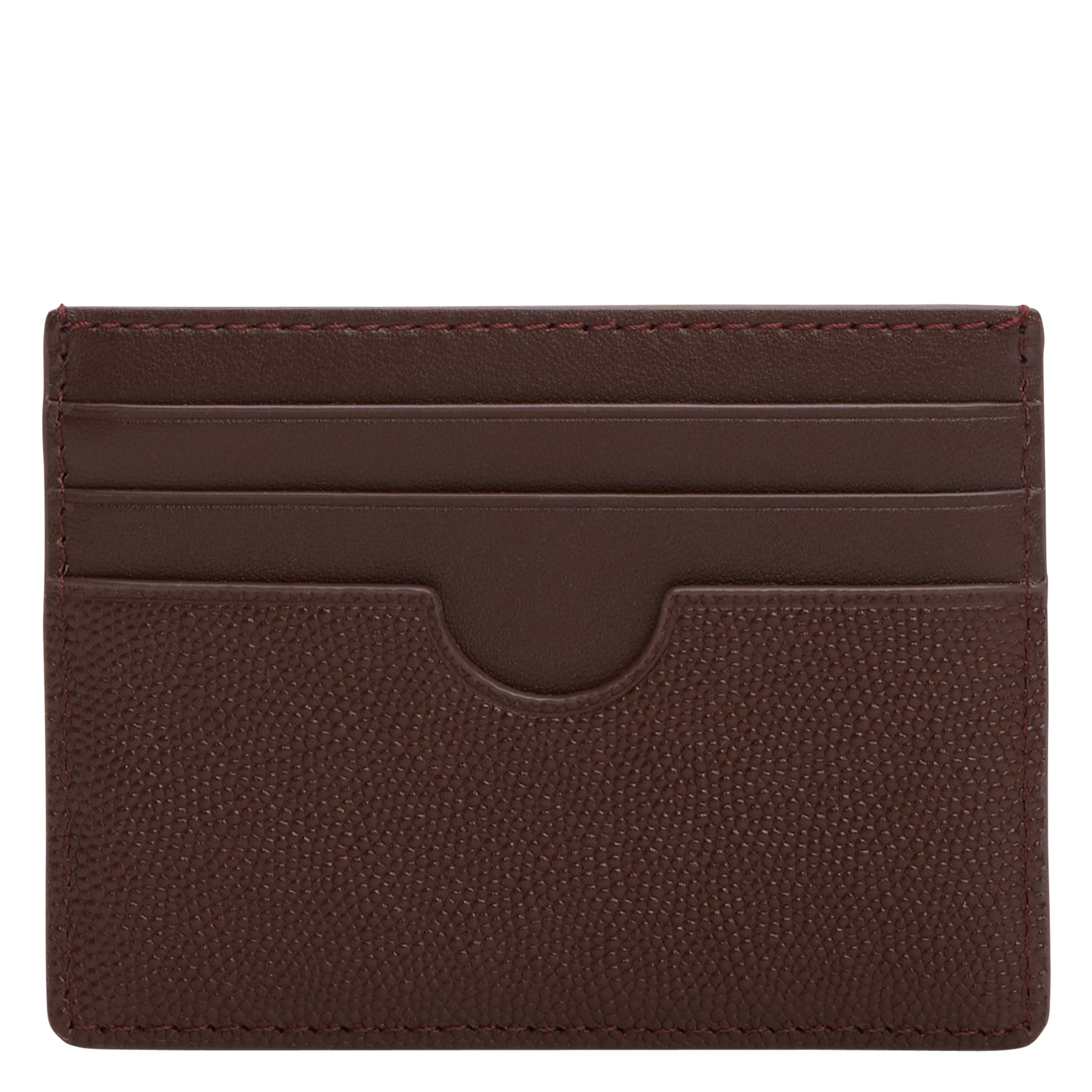 Solid color grained leather card holder TOMMY HILFIGER Brown