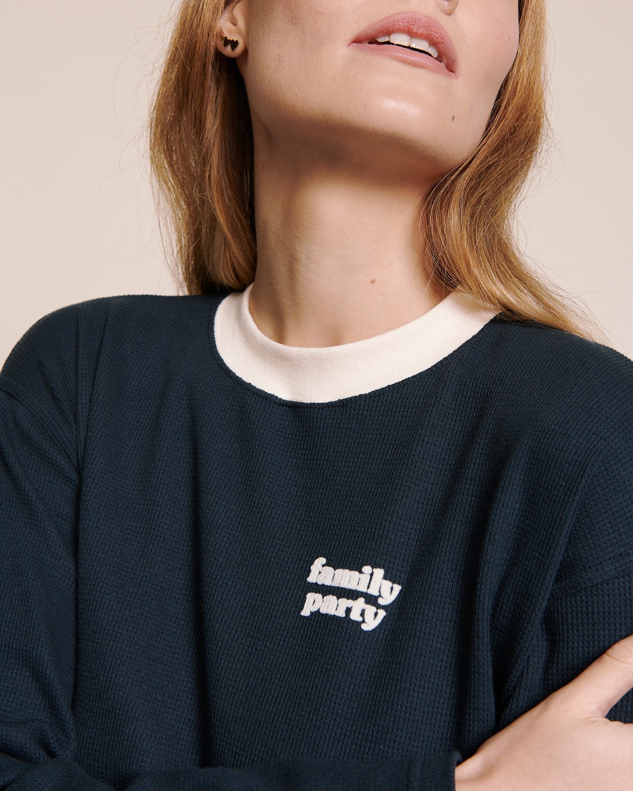 Women's Family Party organic cotton honeycomb pajama top EMOI EMOI Blue