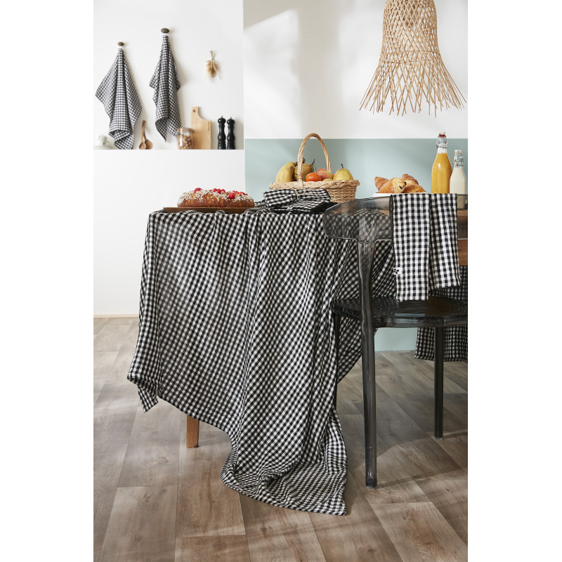 Nappe de table "vickie" 150 x 250 cm "gaze de coton tissé teint" L'EFFET PAPILLON Noir
