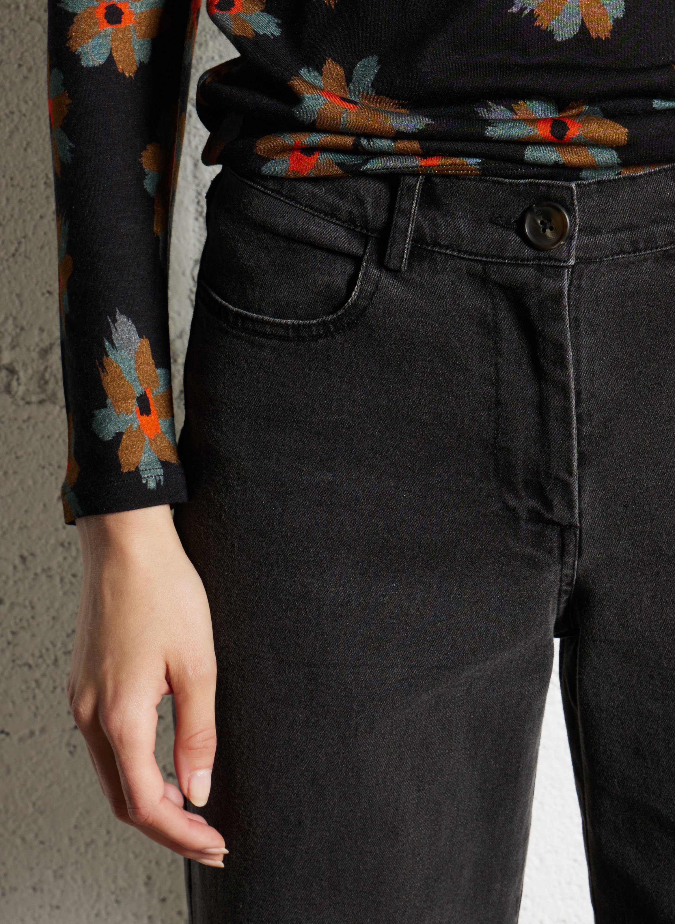 Jean droit en coton mélangé NICE THINGS Noir