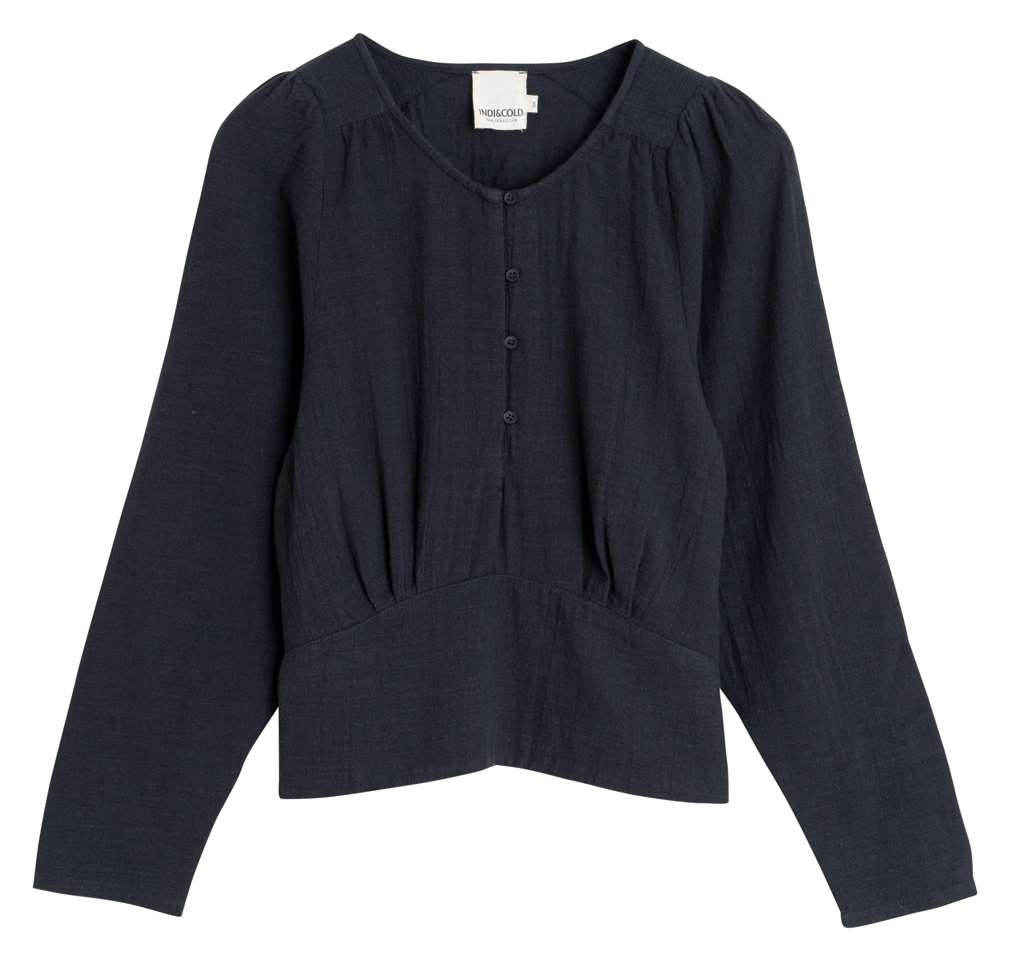 Fitted round neck top in organic cotton INDI & COLD Blue