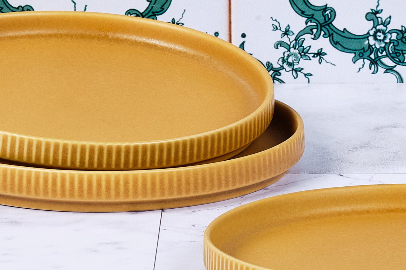 Scandi Plate ø16.5cm - 4 pieces - ochre BJORN Yellow