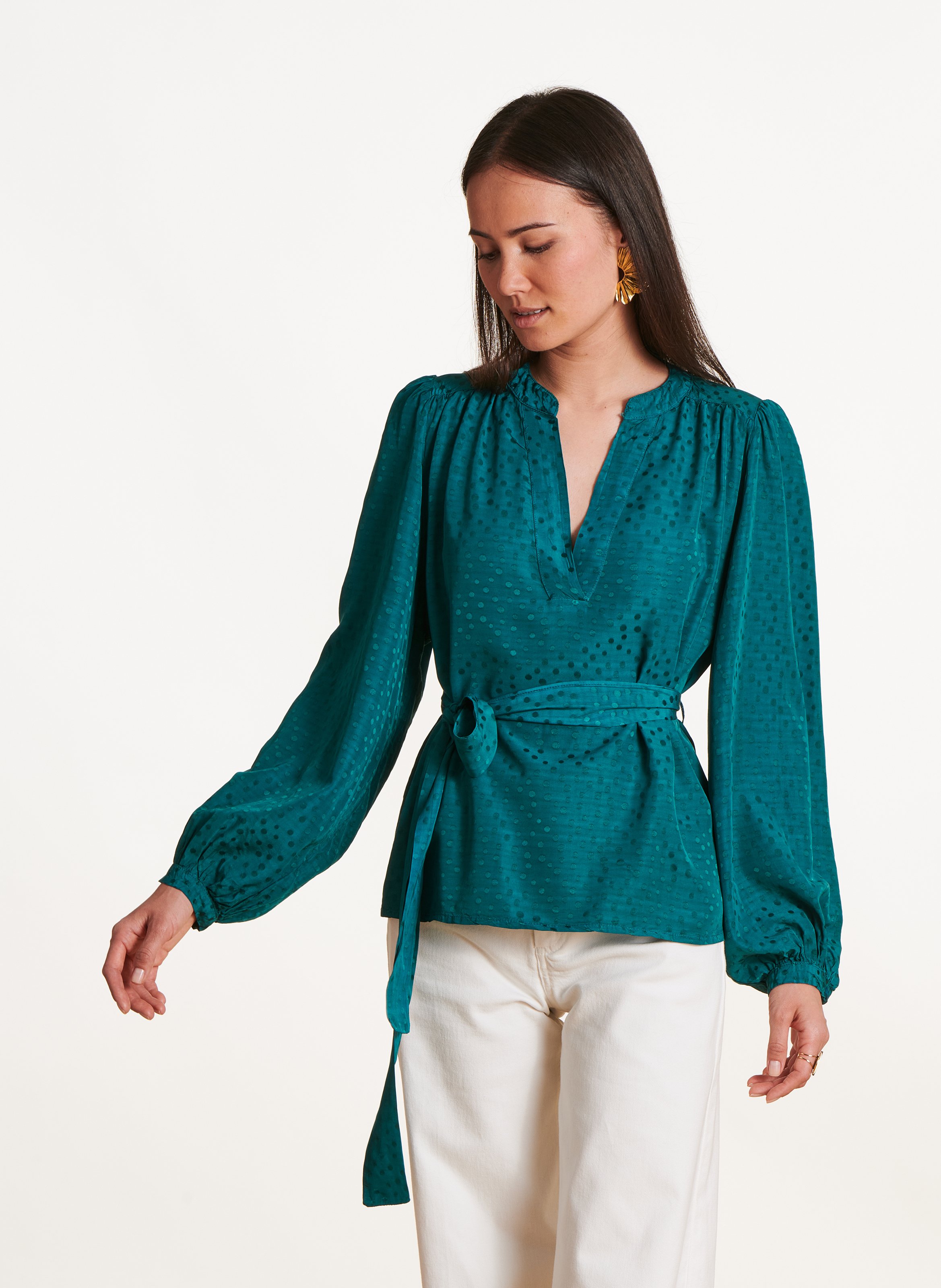 Top fluide large col V LA FEE MARABOUTEE Vert