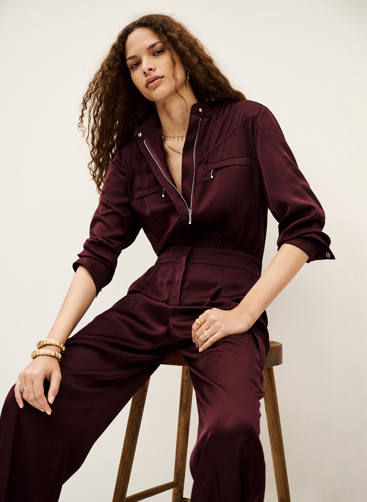 Combinaison droite satinée BA&SH Prune