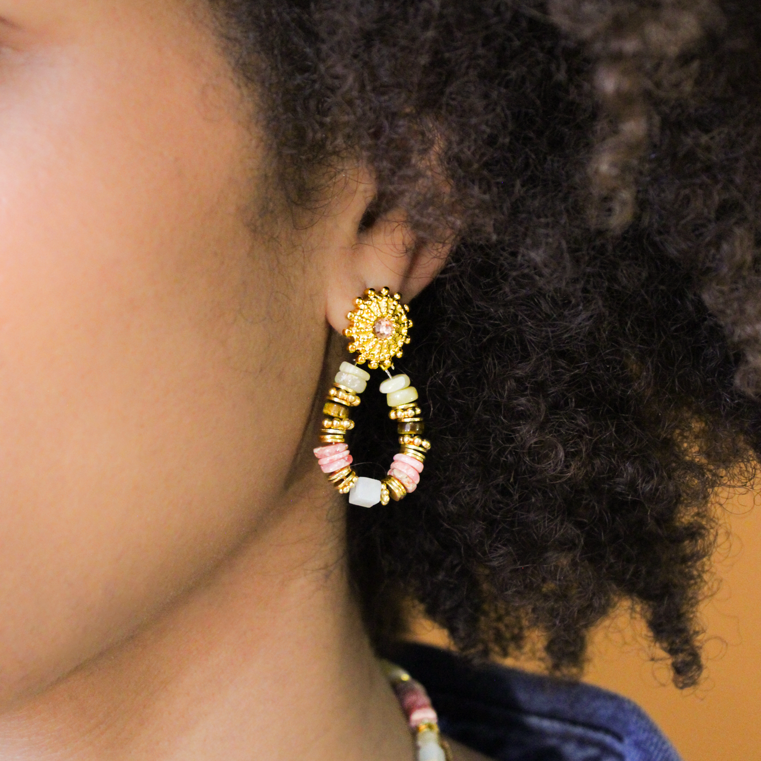 Heishi earrings - Halima L'ATELIER DES DAMES Golden