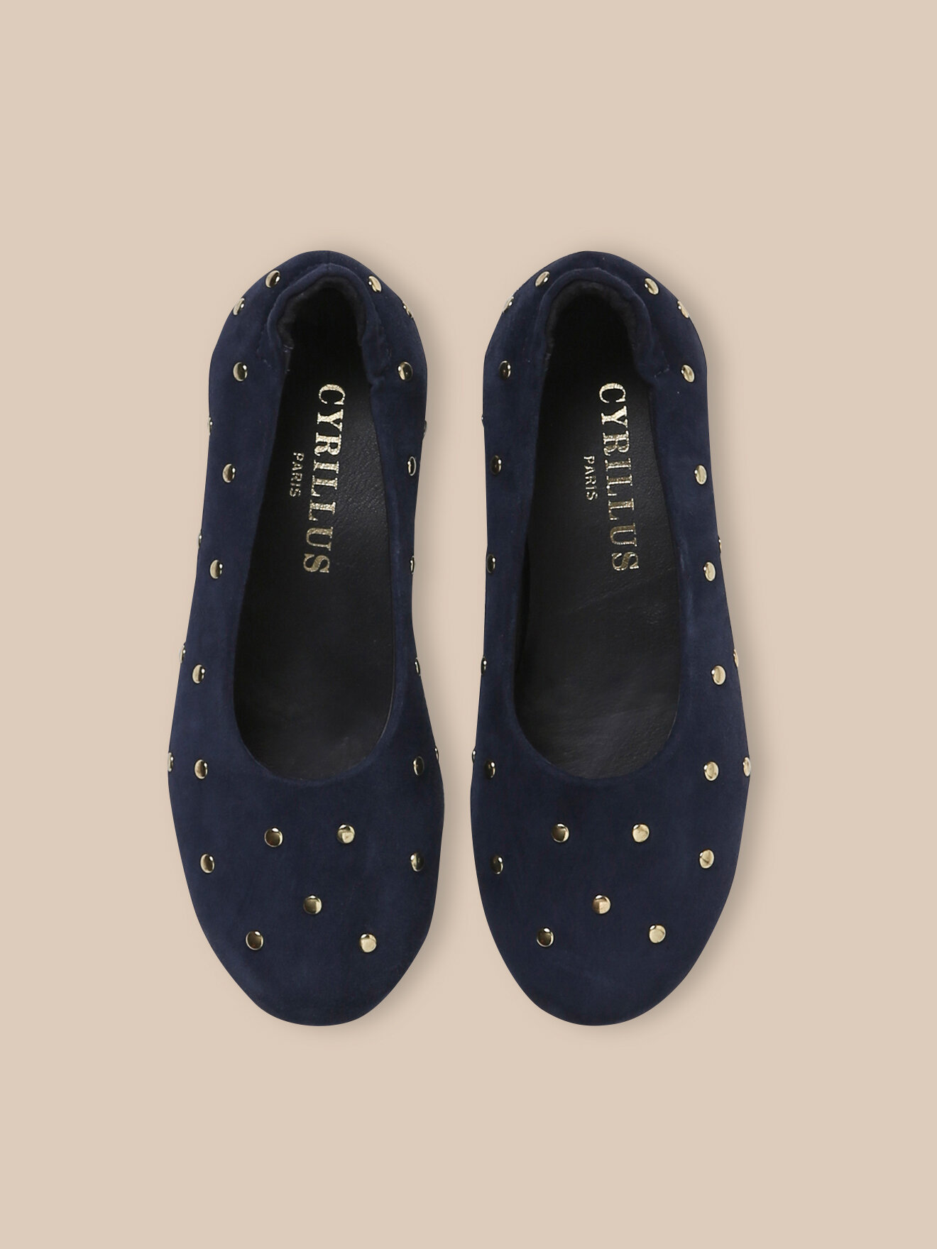 Studded leather ballet flats CYRILLUS Blue