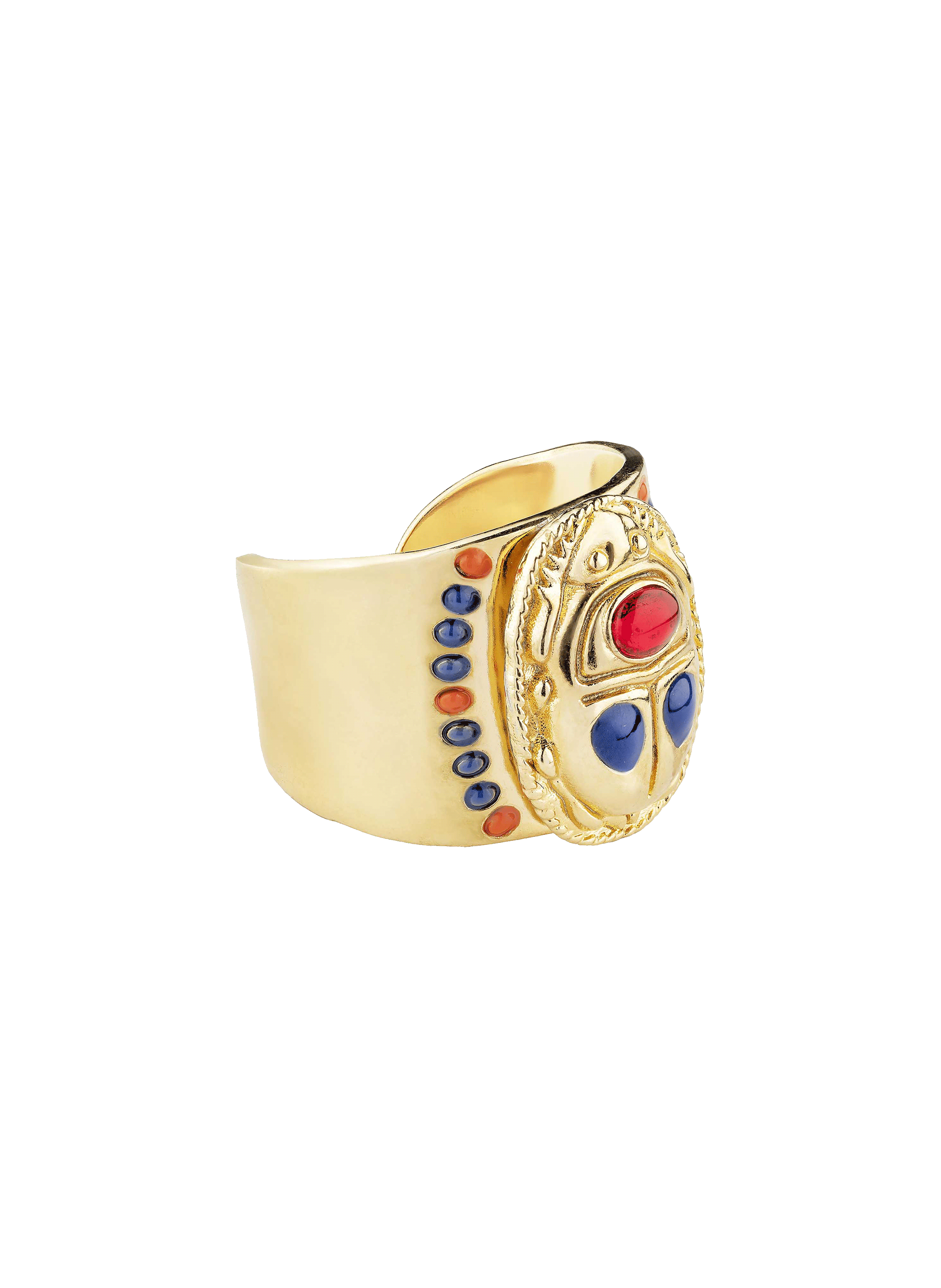 Adjustable scarab cabochon ring with enamel HIPANEMA Golden