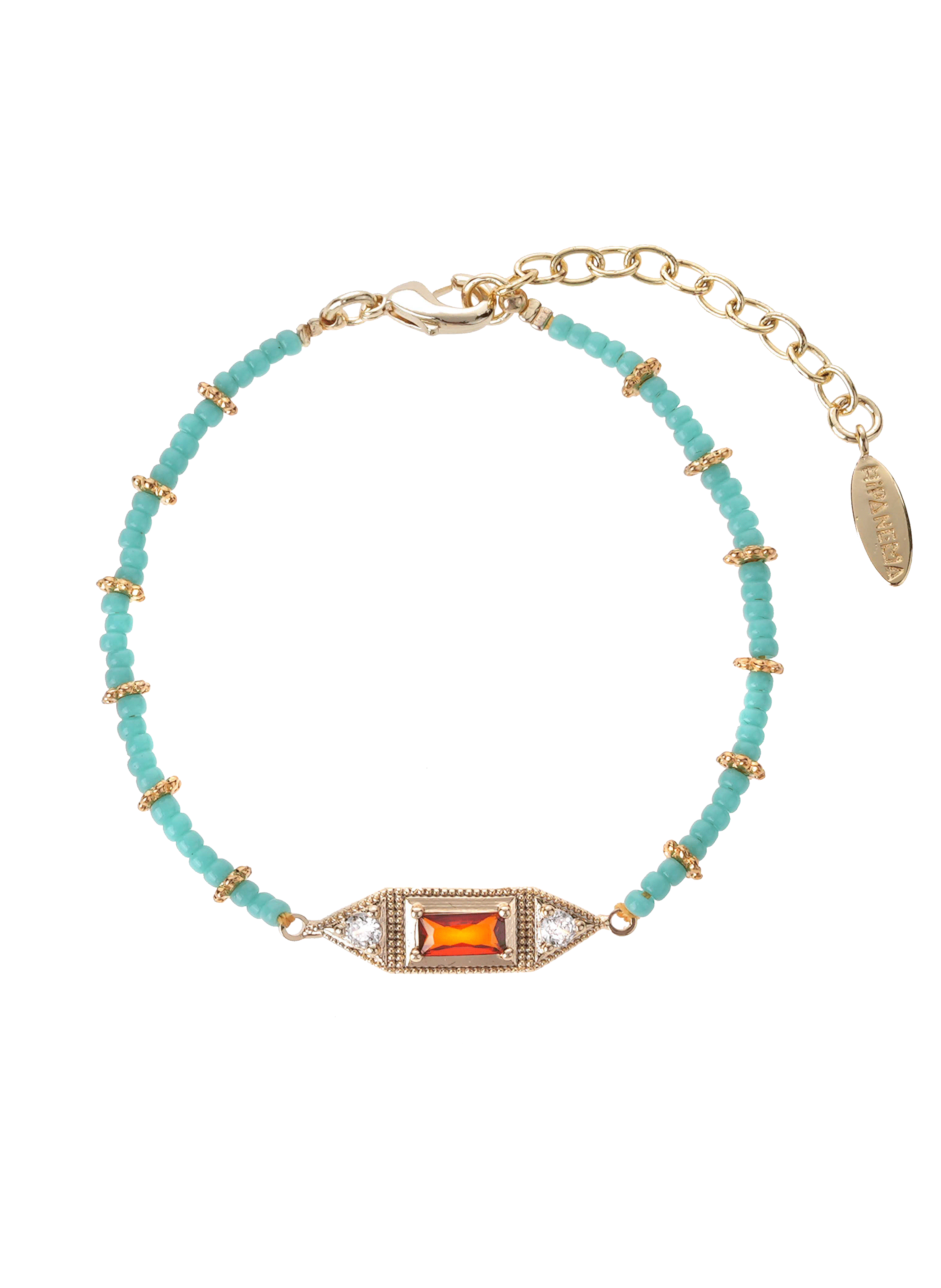 Adjustable bracelet with beads HIPANEMA Blue