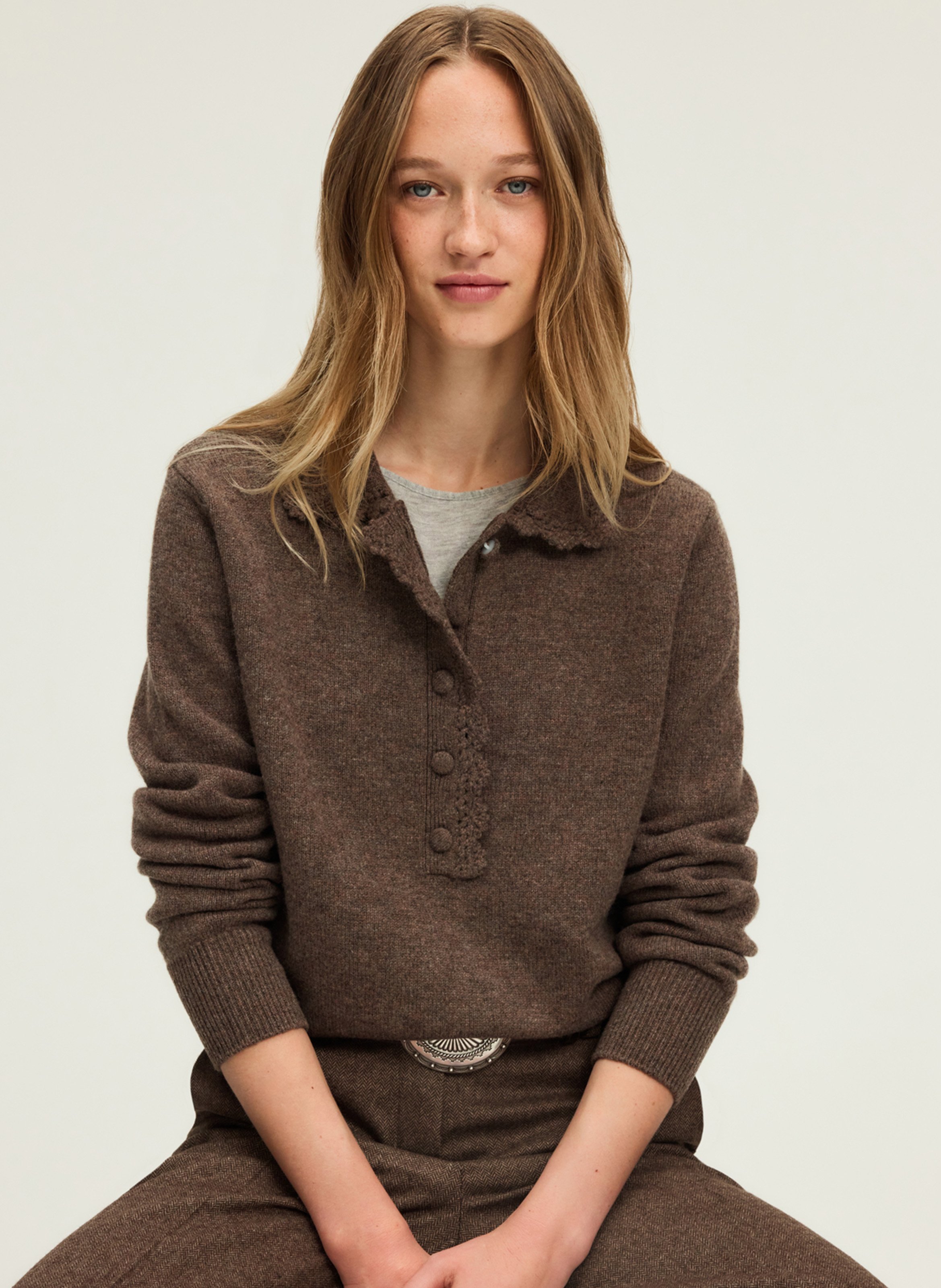 Wool polo neck sweater PABLO Brown