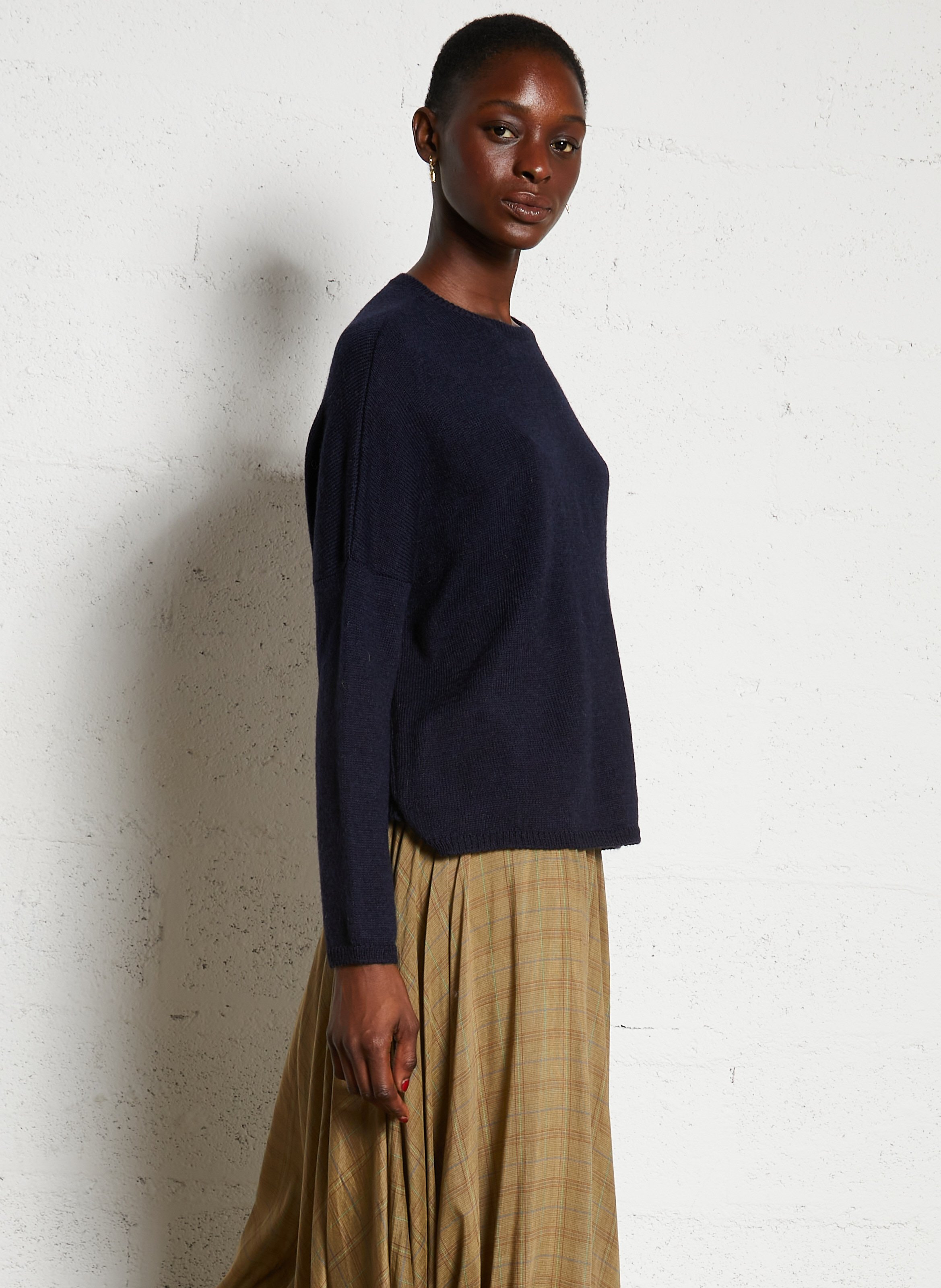 Pull oversize col rond en alpaga mélangé  MASSCOB Bleu