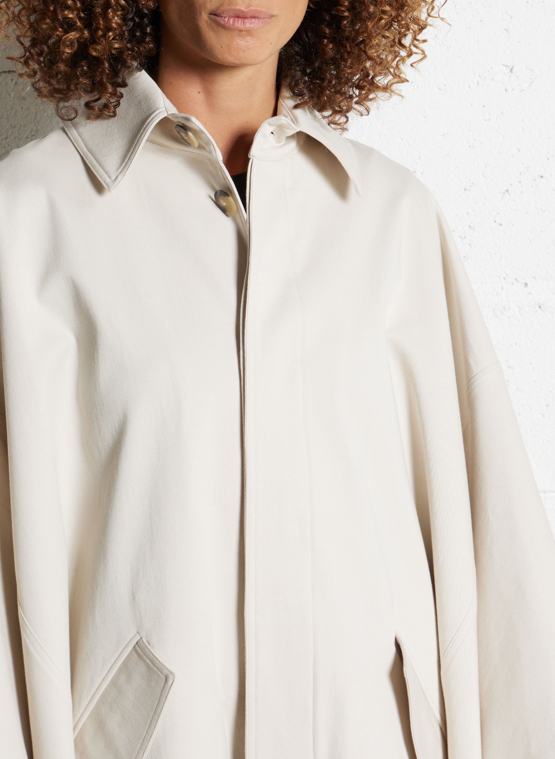 Manteau col classique en coton mélangé MARGAUX LONNBERG Blanc