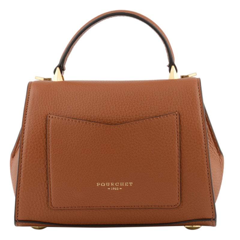 Handbag - grained calf leather POURCHET Brown