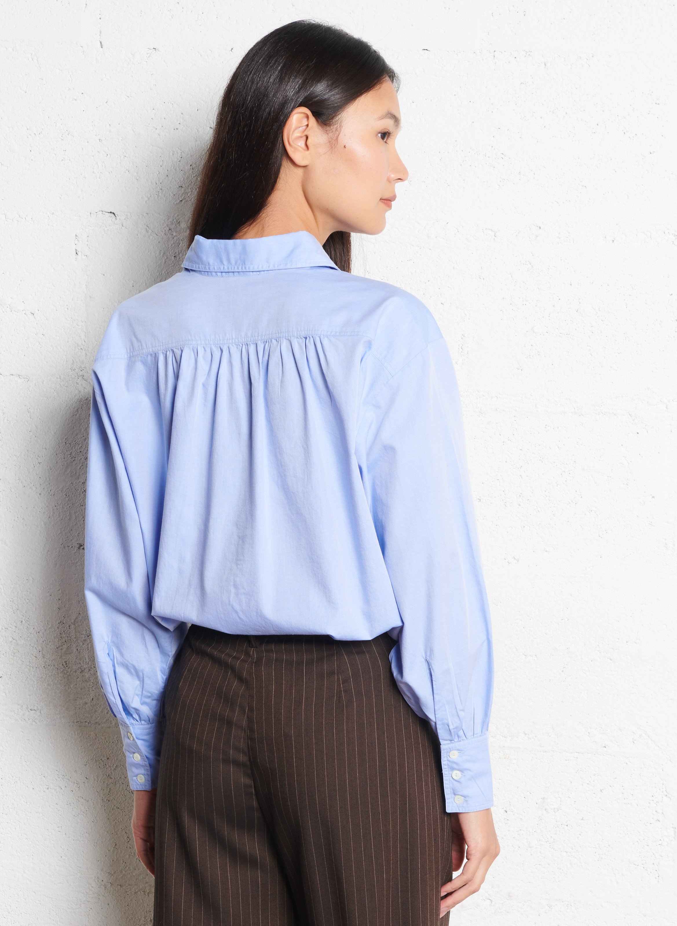 Chemise ample col classique en coton DIEGA Bleu