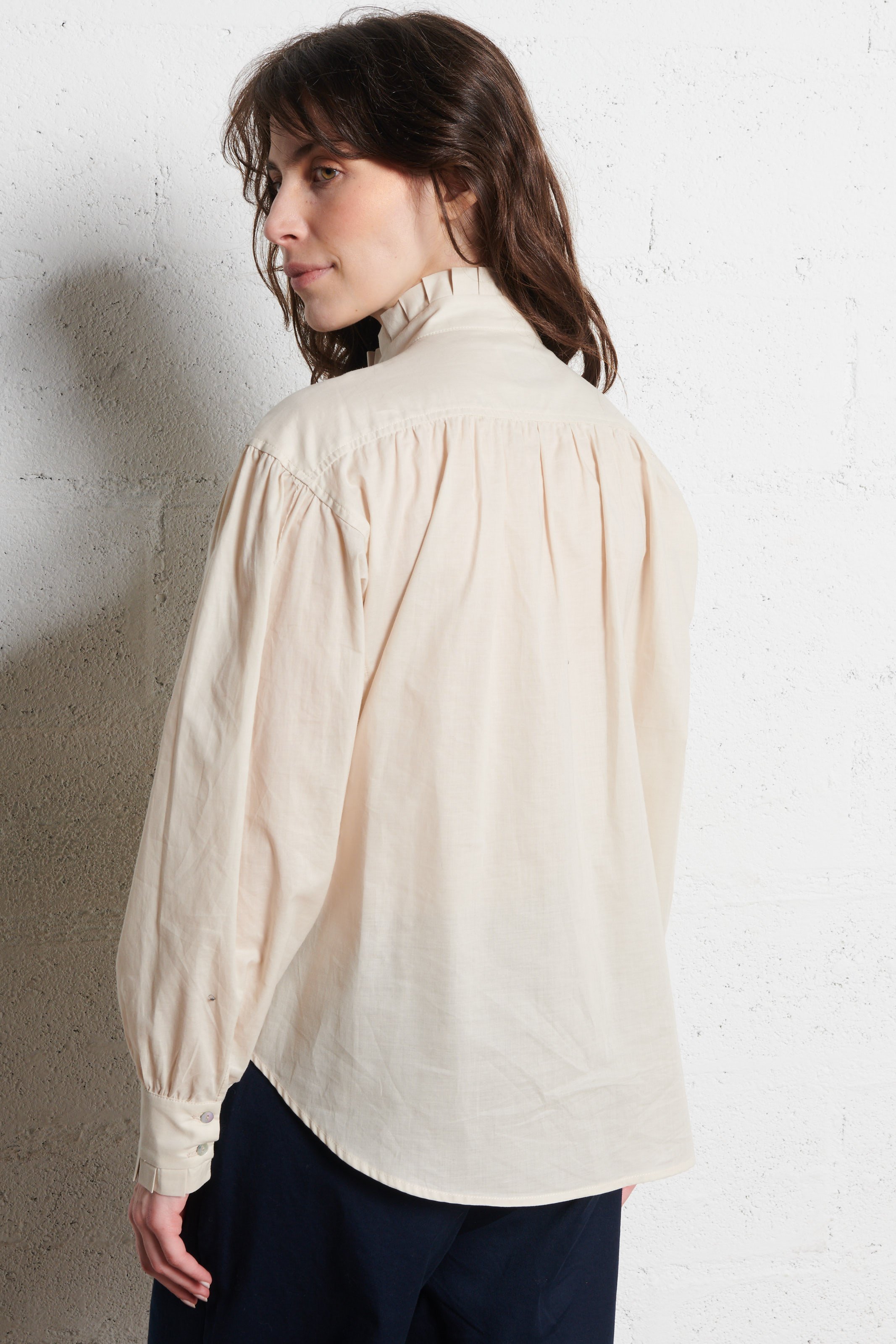 Blouse ample col montant en coton SOPHIE+LUCIE Beige