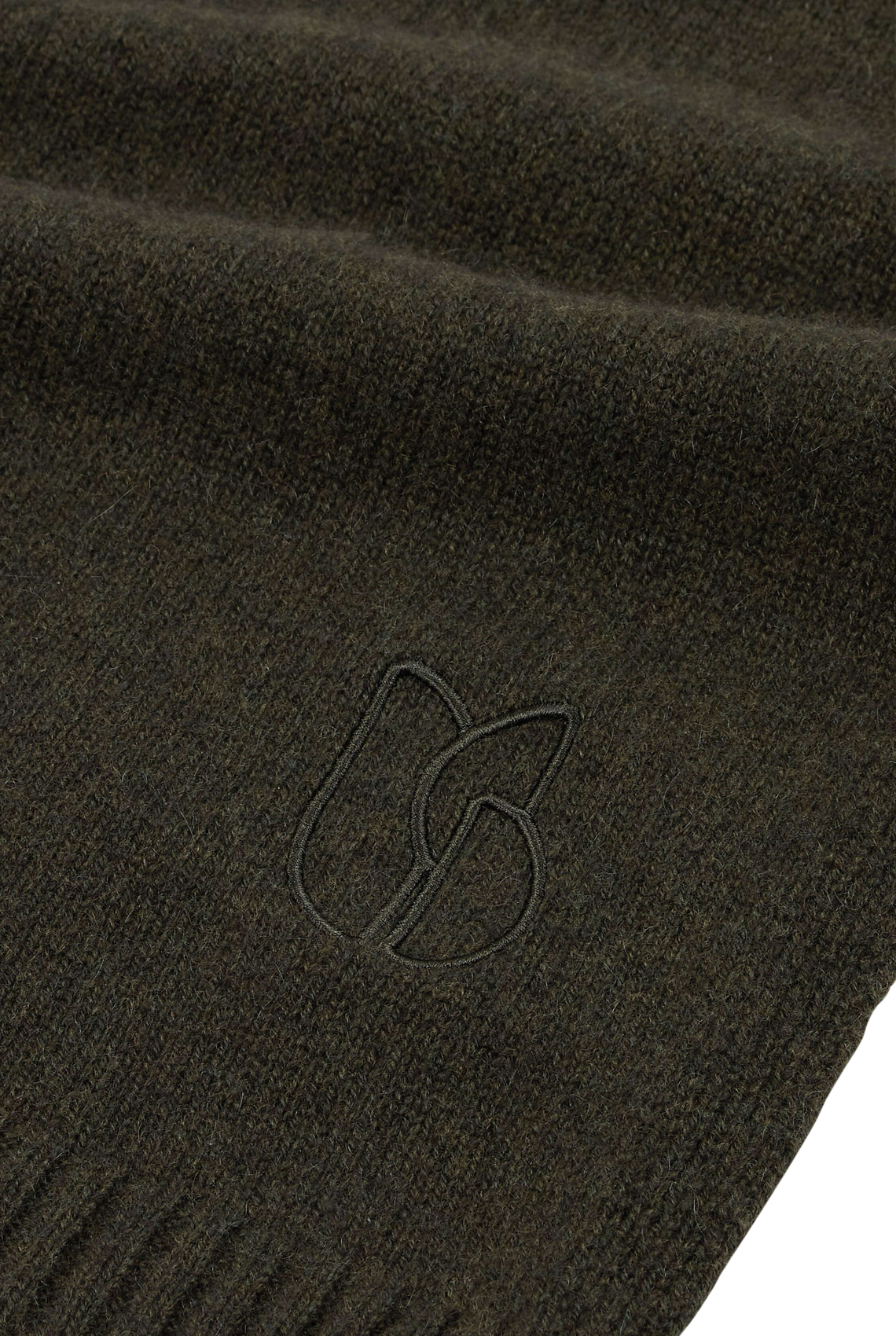 Echarpe unie à logo brodé en cachemire BA&SH Kaki