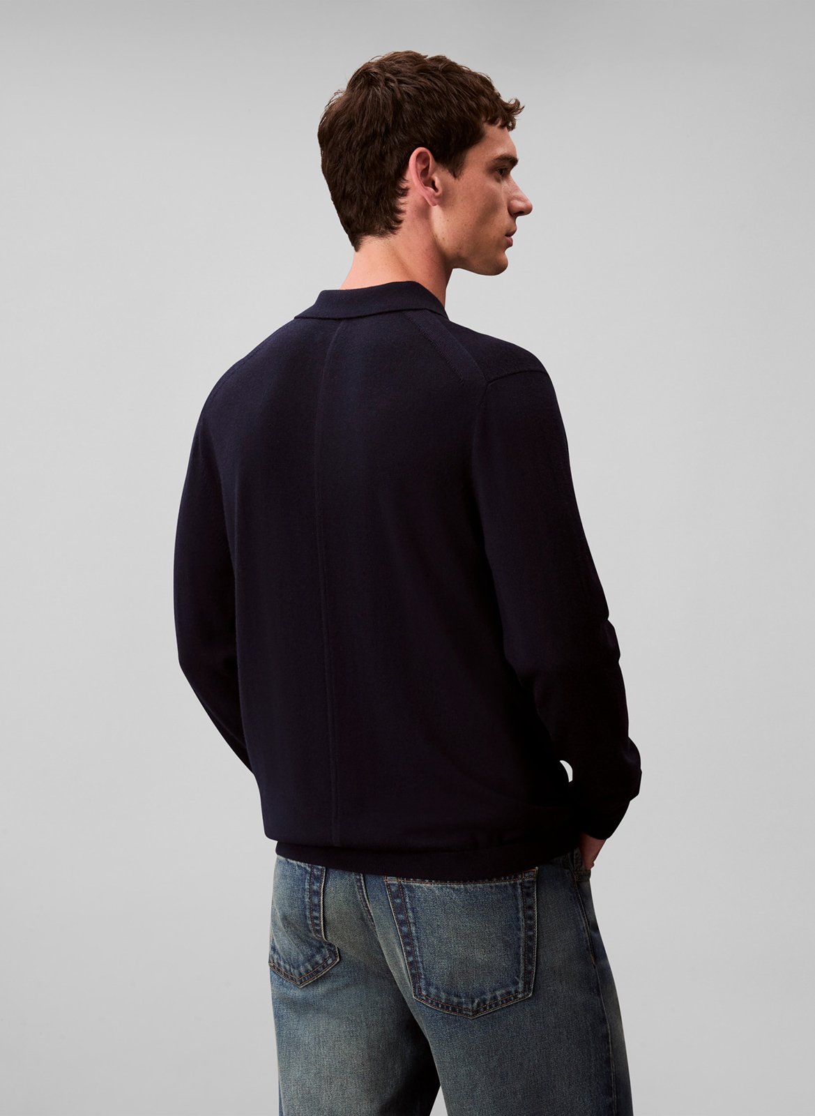 Polo manches longues en laine CALVIN KLEIN Bleu