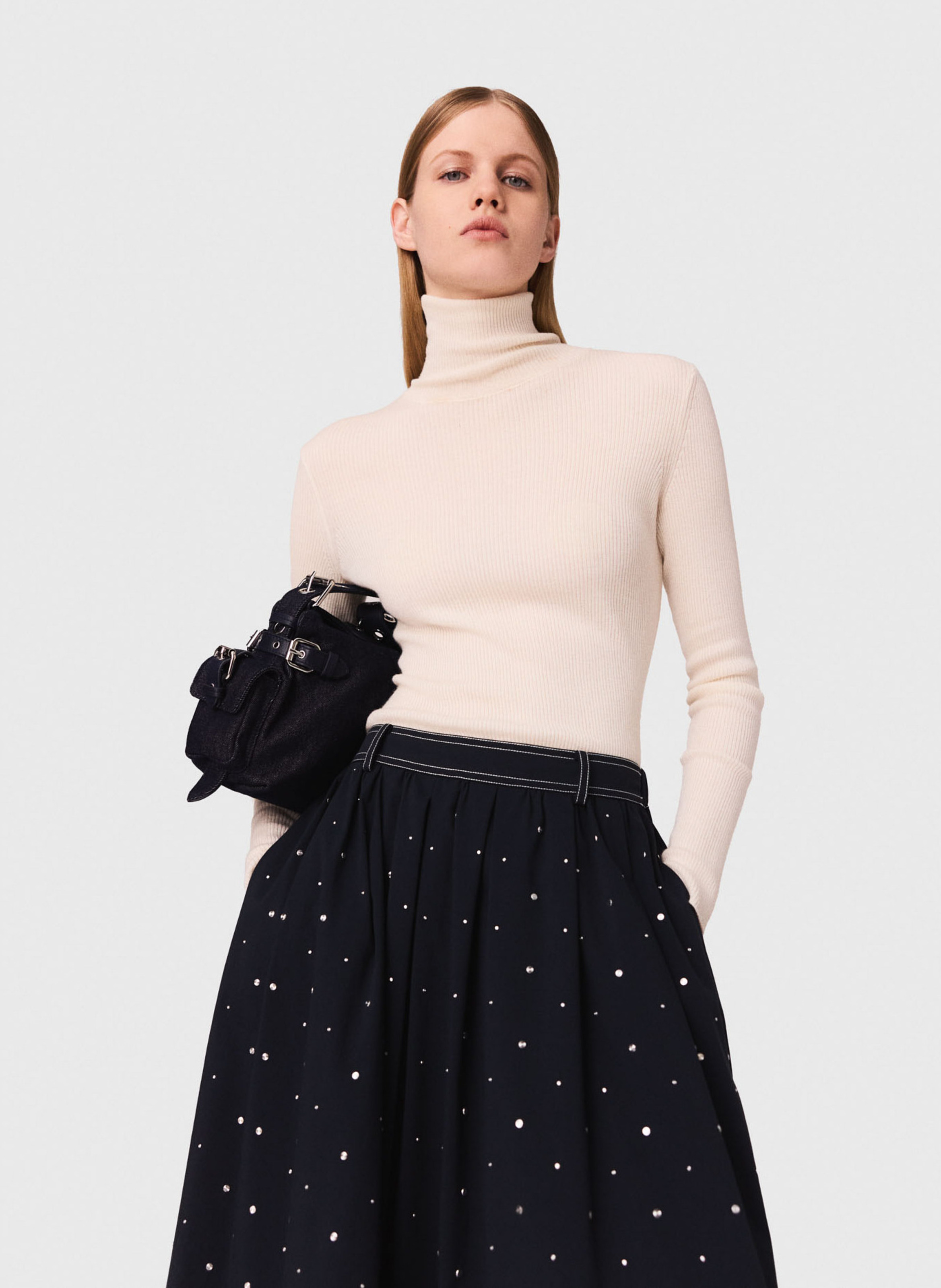 Coltrui van gemengde wol en zijde MAJE Beige