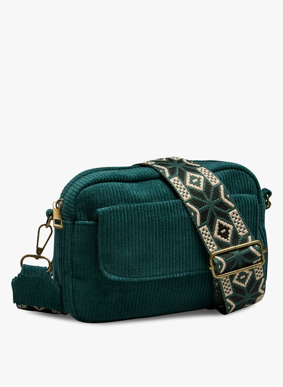 Sac bandouière en coton Milla Vert Pieces Femme Place des
