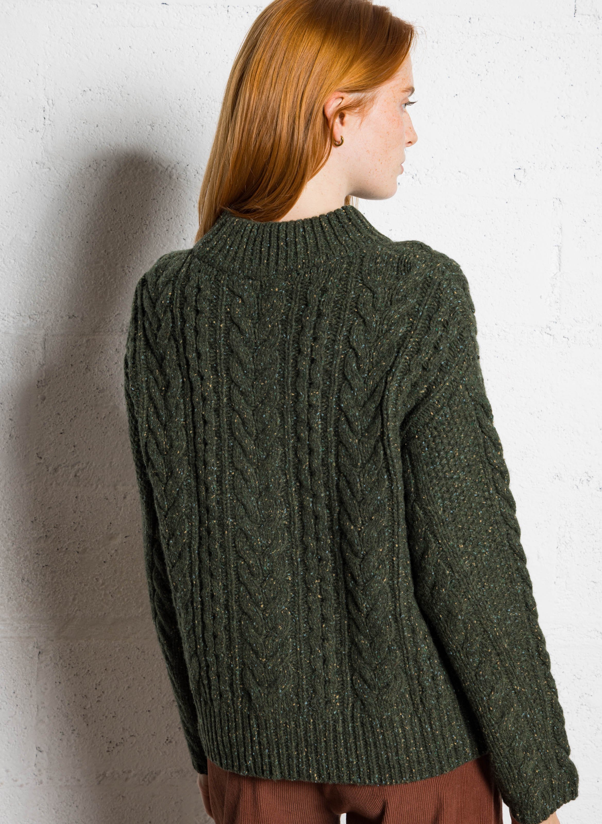 Pull droit en maille tressée MAISON 123 Kaki