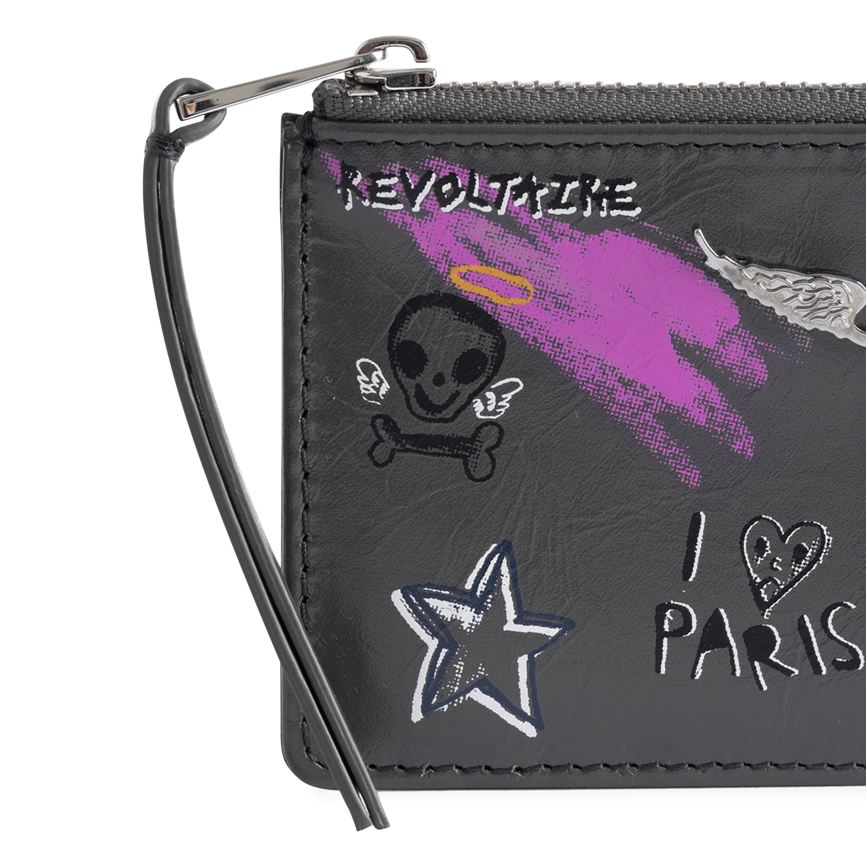 Porte-cartes en cuir imprimé ZADIG&VOLTAIRE Gris