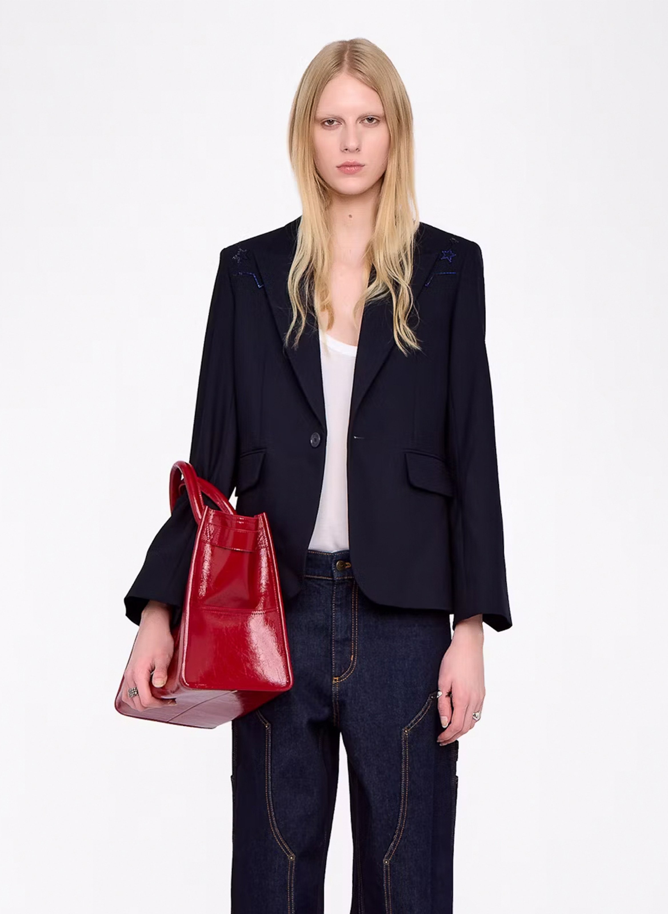 Veste tailleur droite à strass ZADIG&VOLTAIRE Bleu