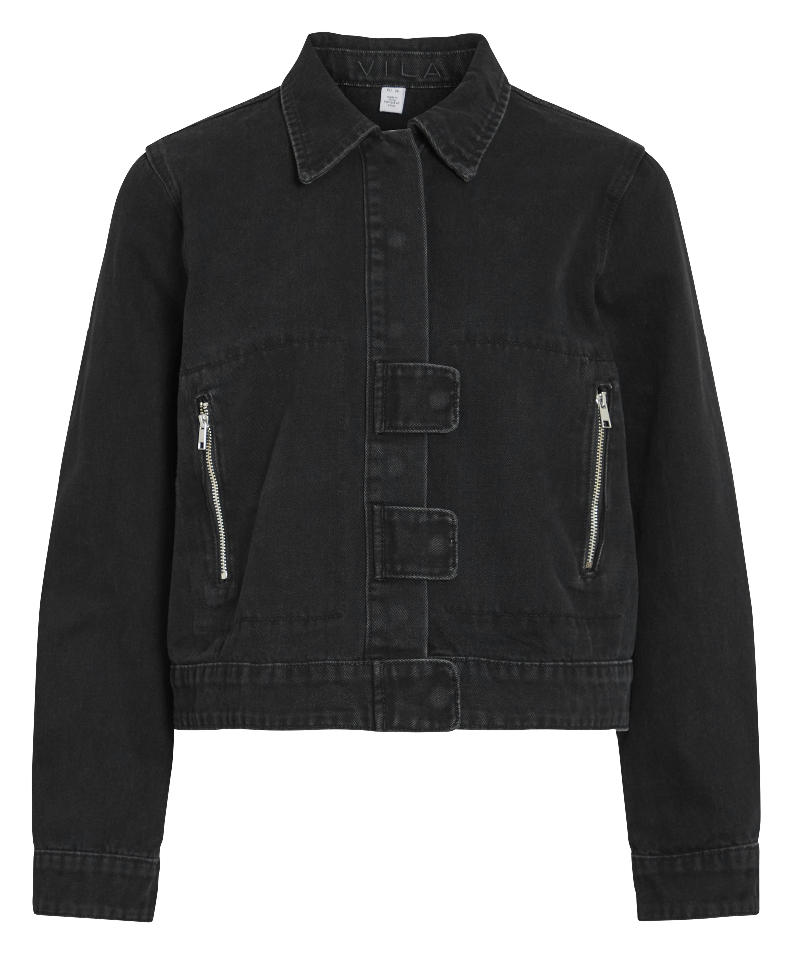 Veste droite en denim uni VILA Noir