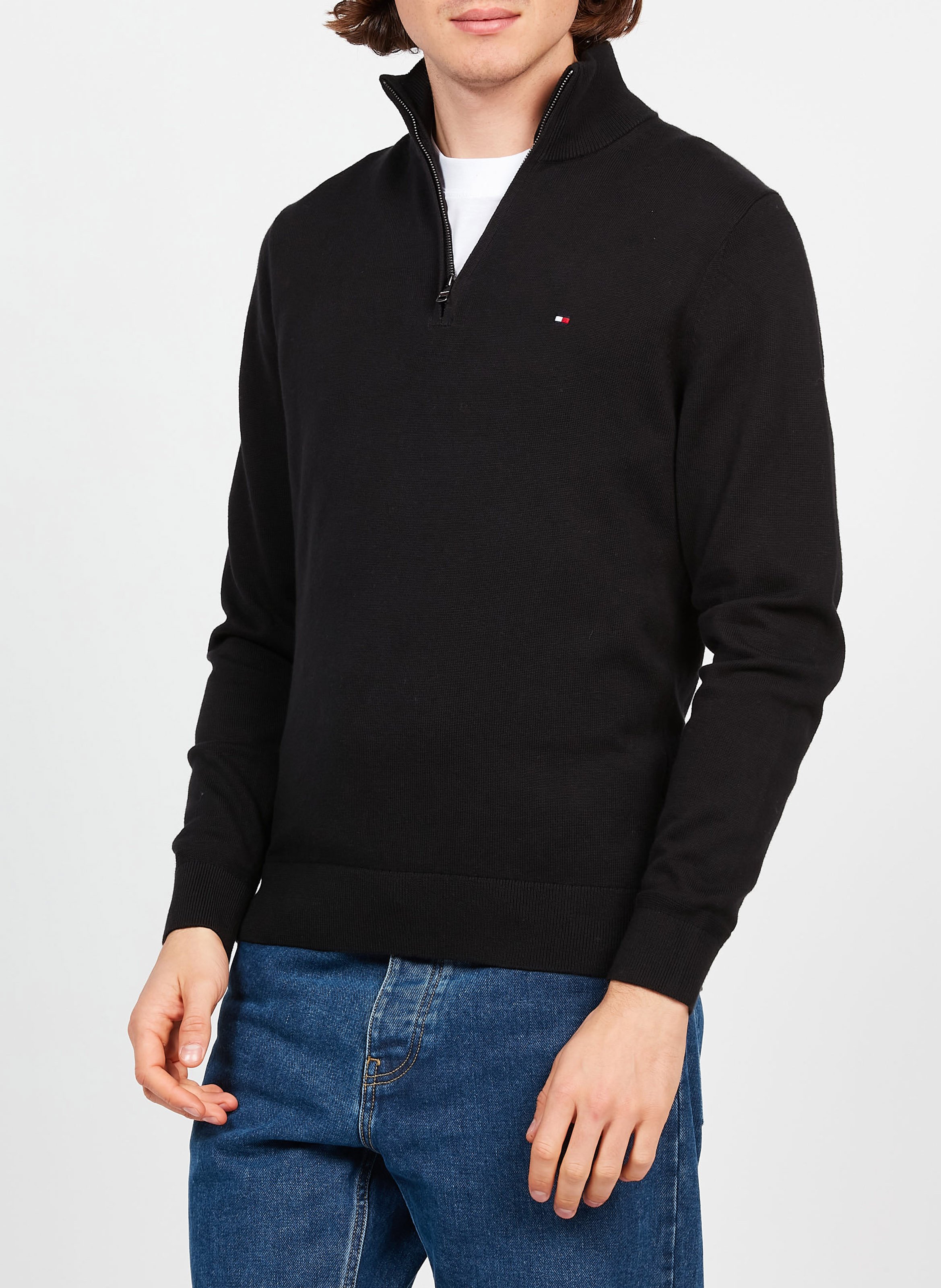 Pull col montant regular-fit en coton bio et cachemire  TOMMY HILFIGER