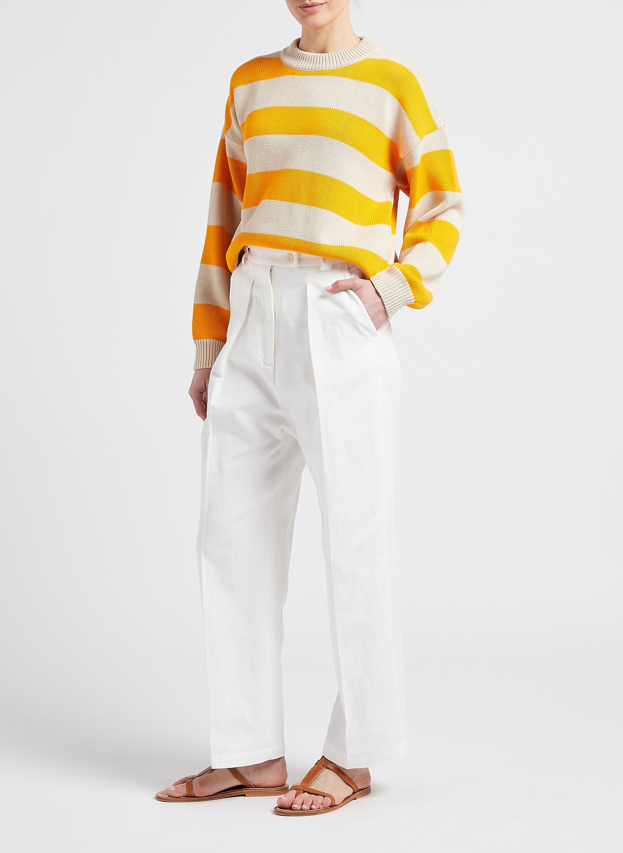 Straight-leg cotton-blend pants THE NEW SOCIETY White