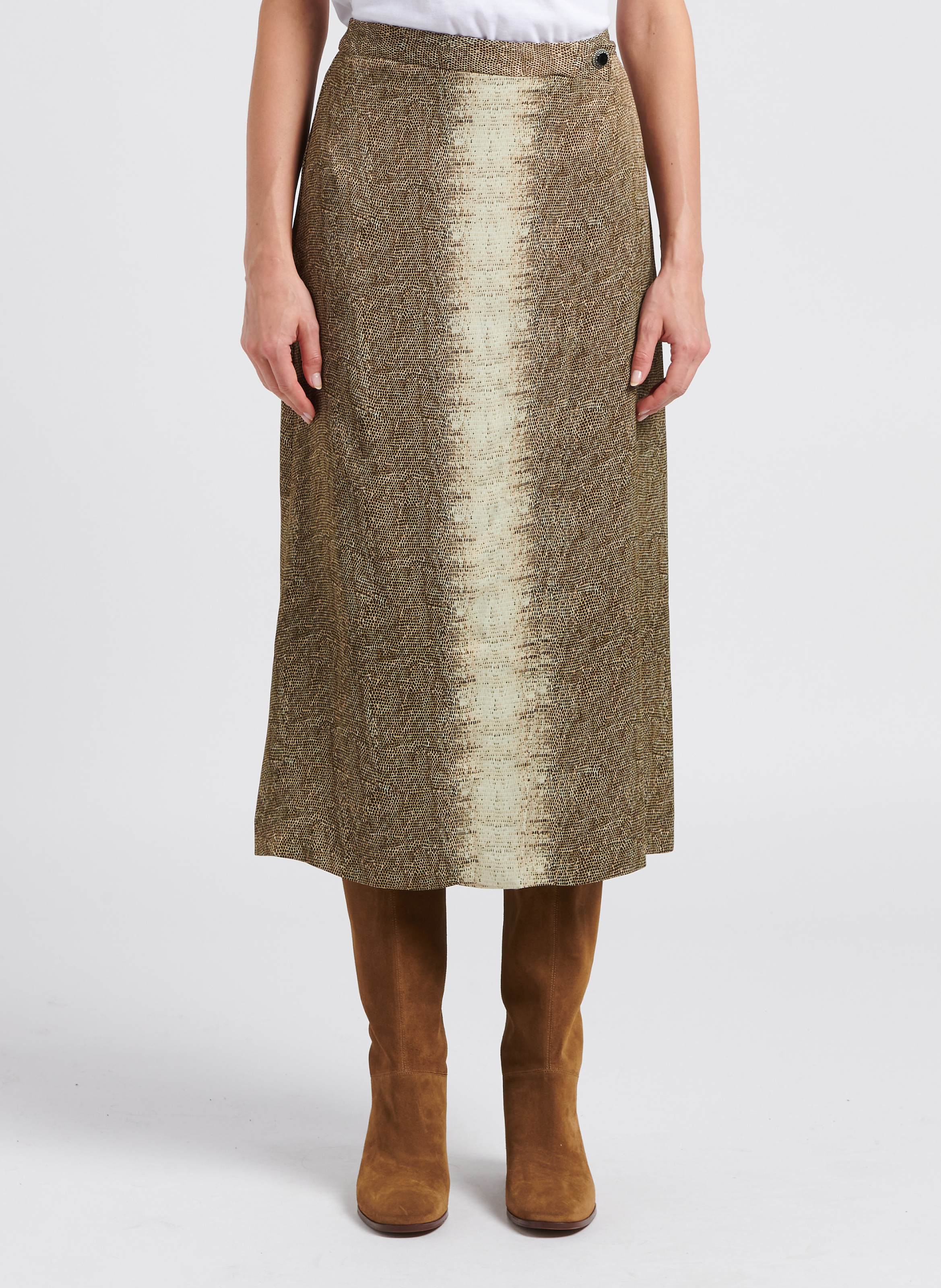 Lizard print midi skirt TWINSET Brown