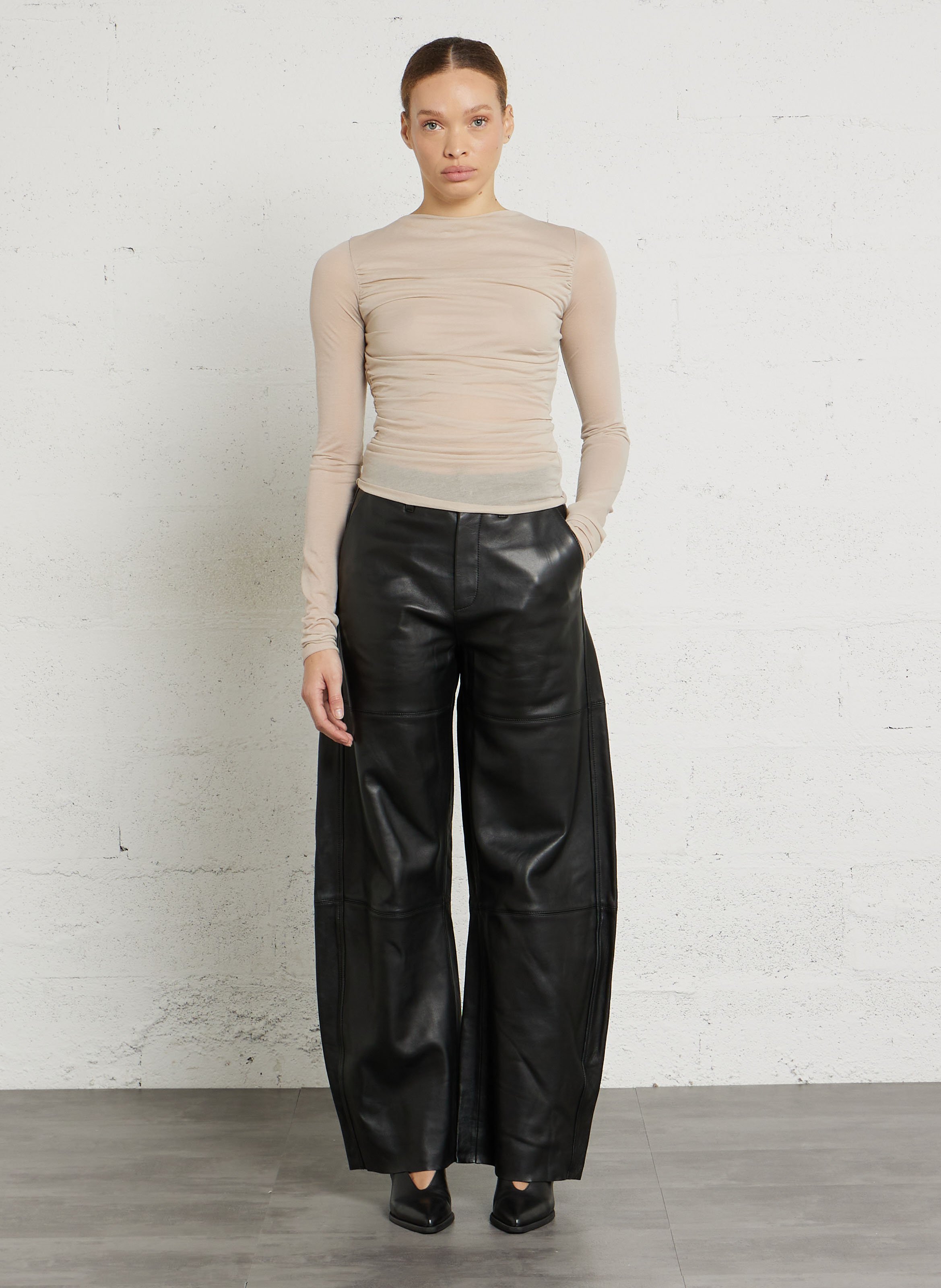 Top met boothals van gemengd katoen SOEUR Beige