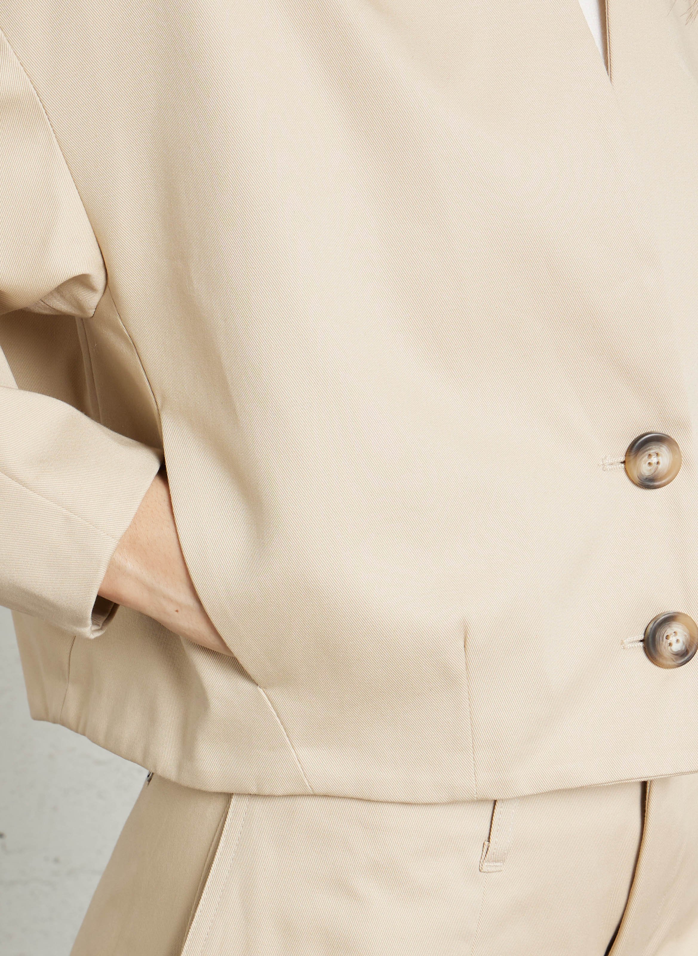 Blouson col V en coton PLEASE Marron