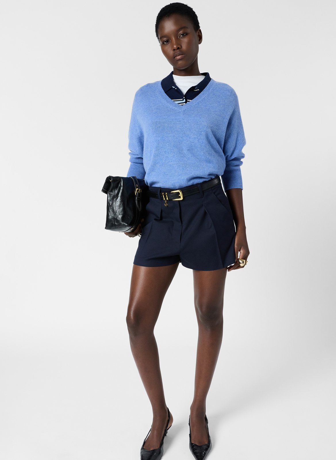 Pull ample col V en cachemire GERARD DAREL Bleu