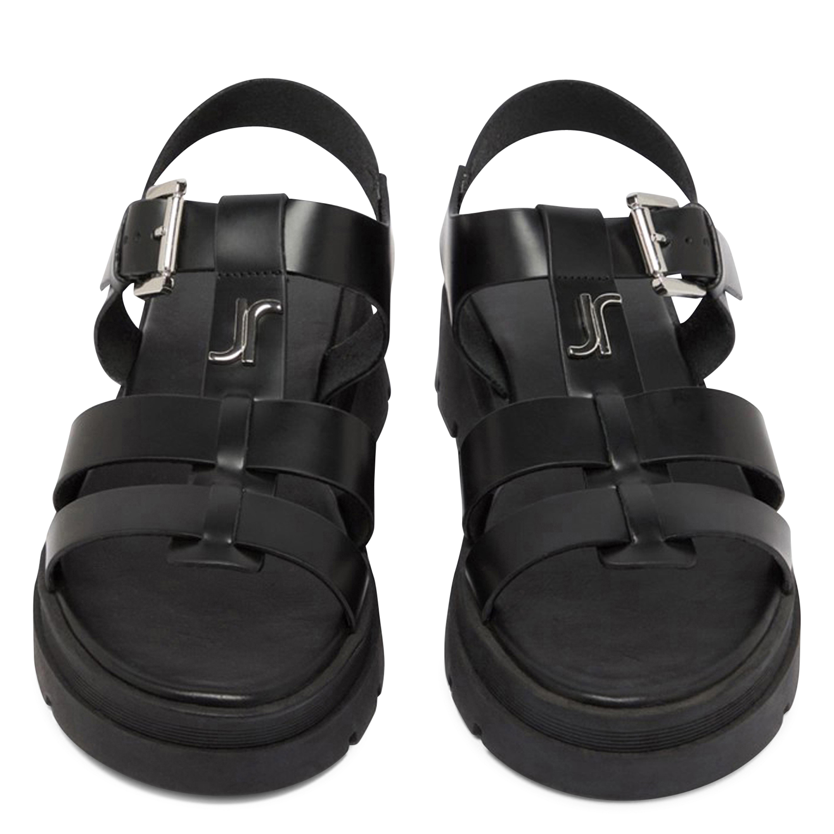 Sandales à plateformes en cuir lisse JONAK Noir
