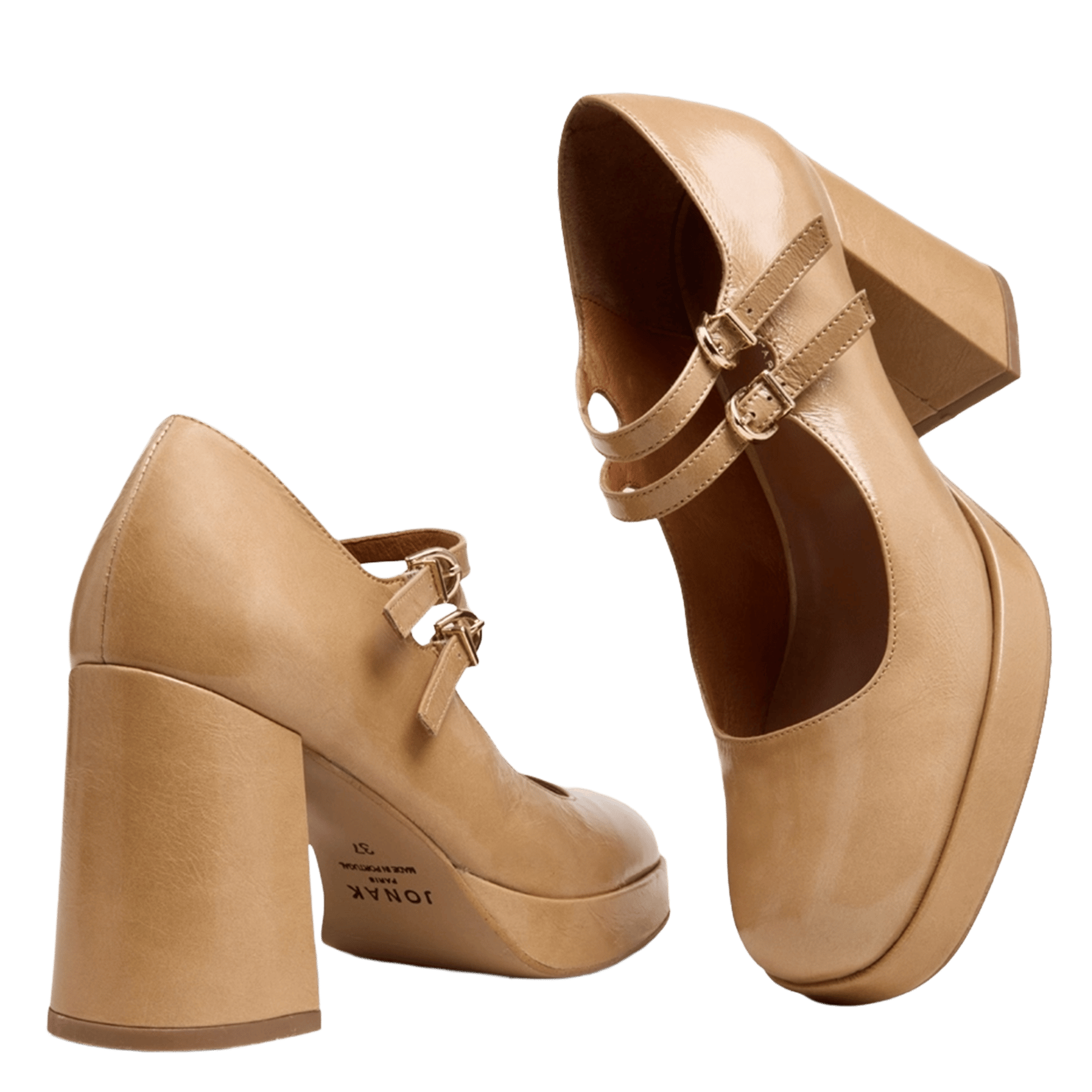 Babies à doubles brides et plateforme  JONAK Beige