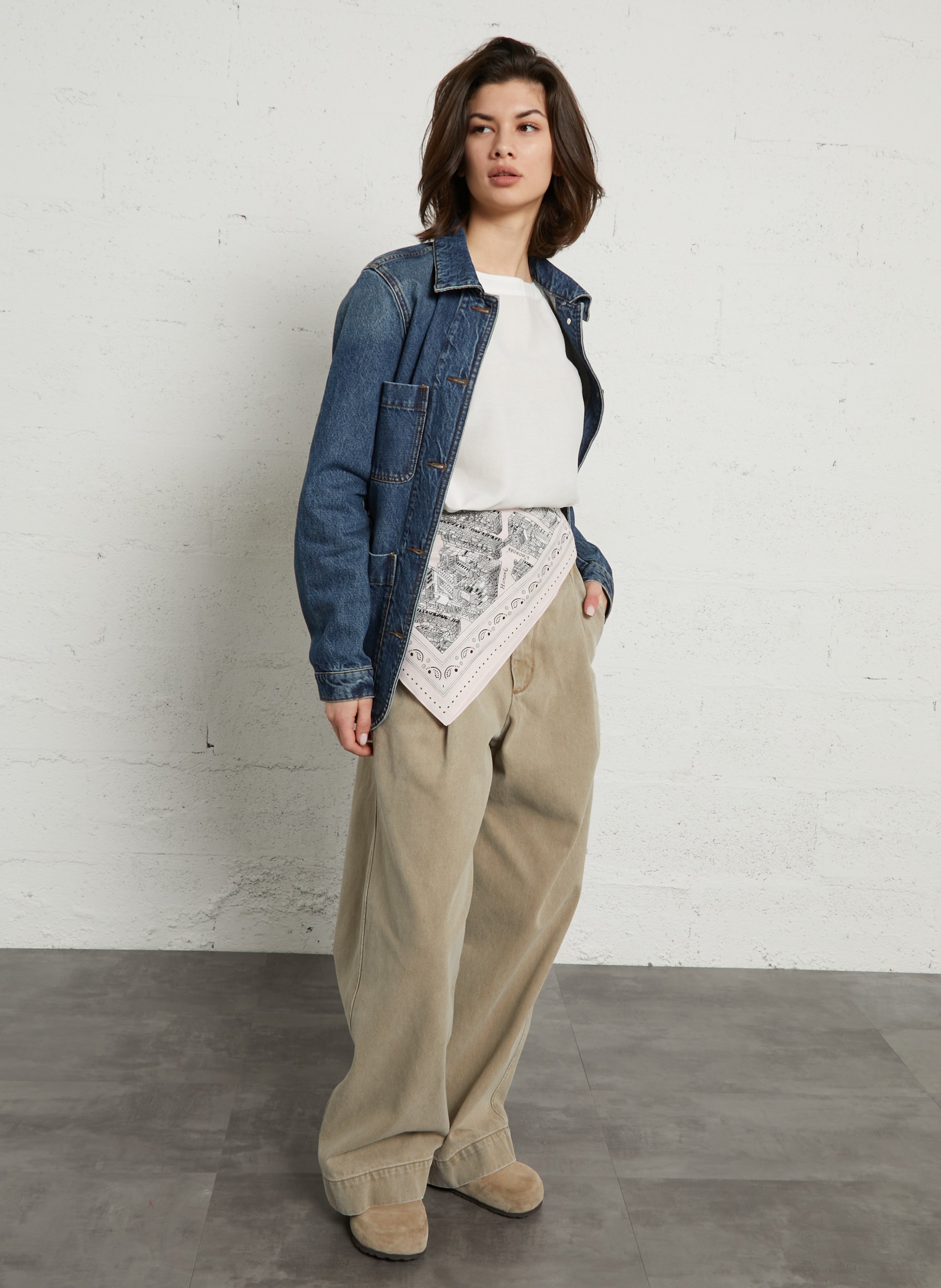 Gedrukte katoenen sjaal x Het Louvre INOUI EDITIONS Roze