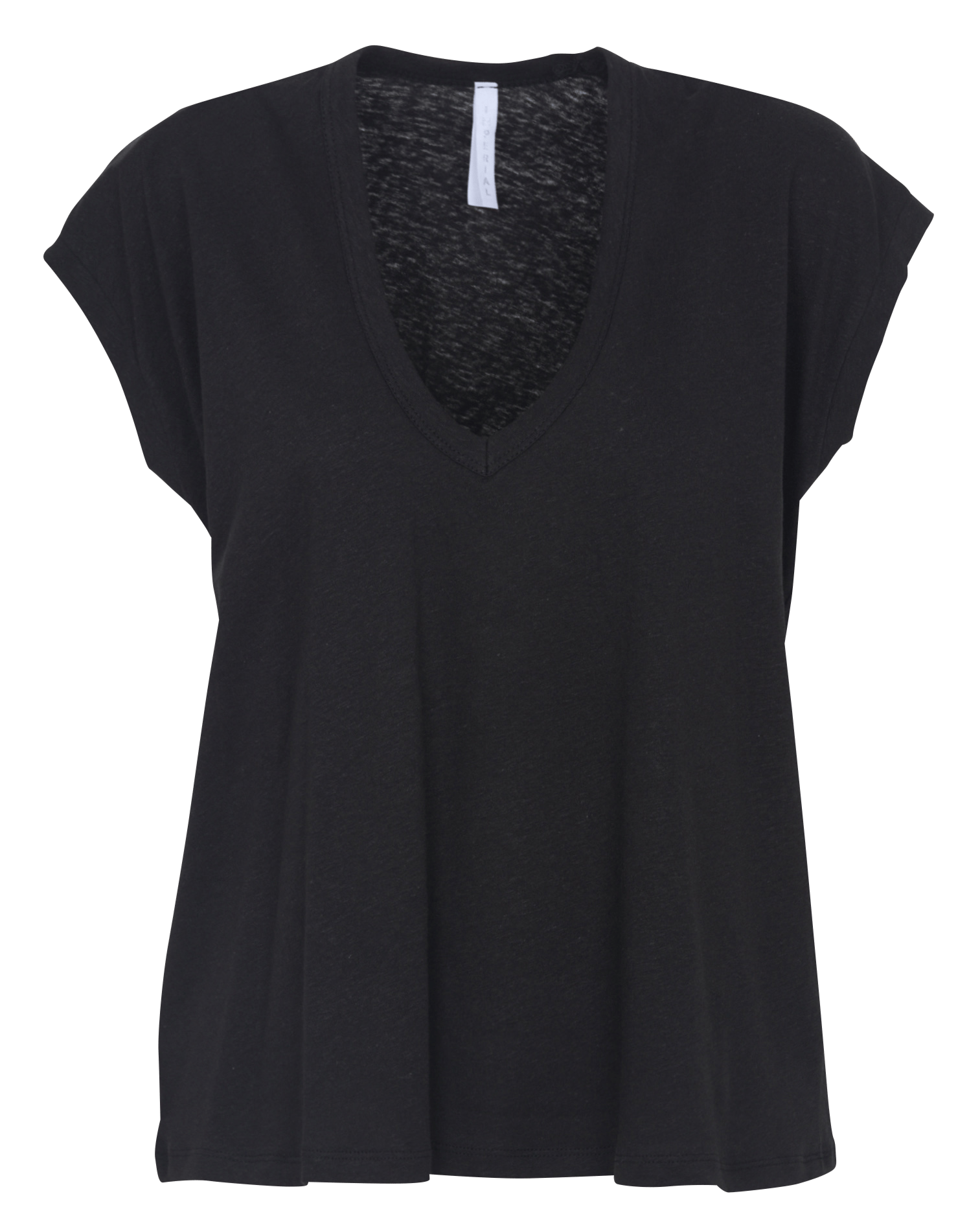 Tee-shirt oversize col V en lin et coton IMPERIAL Noir